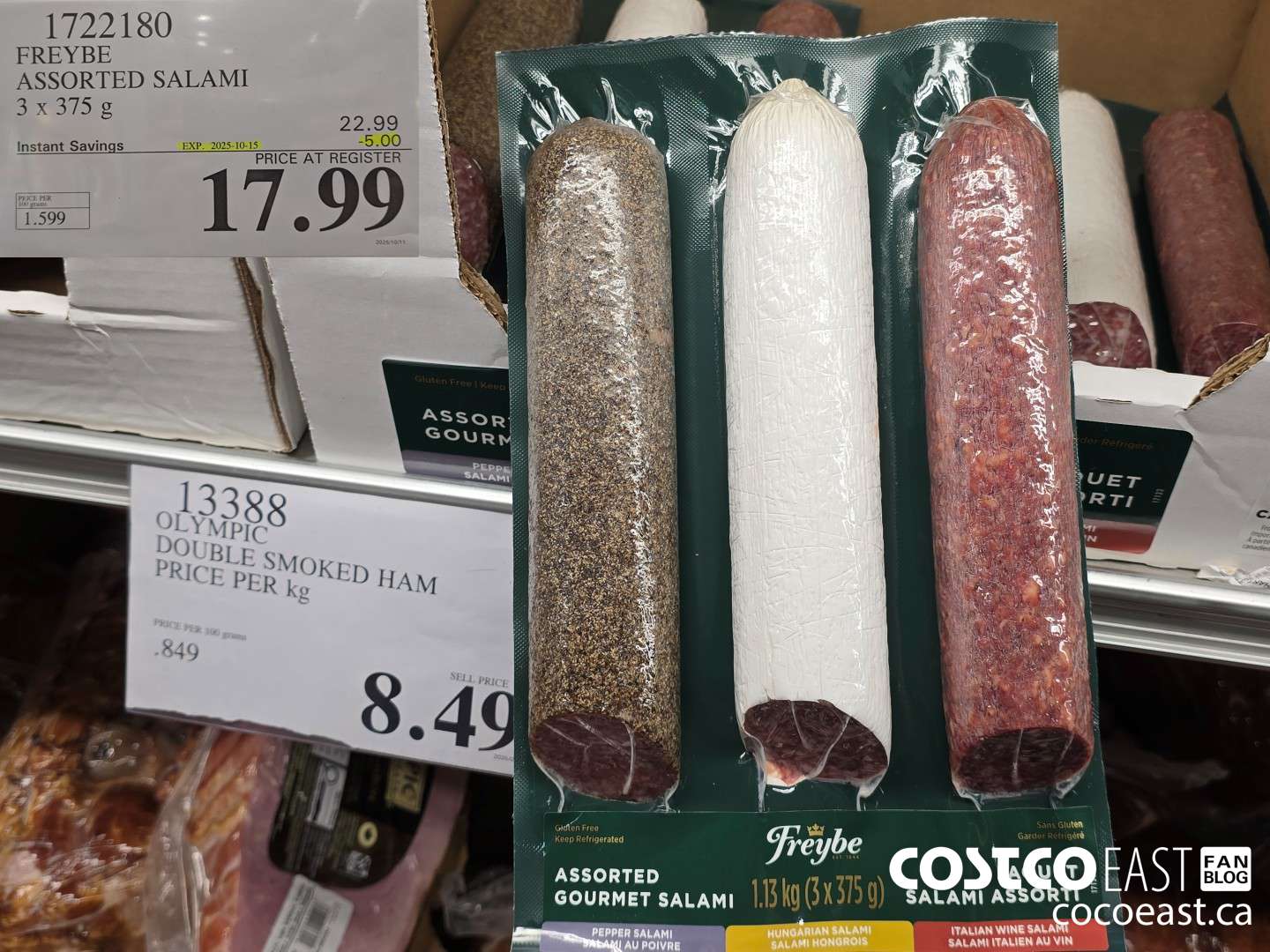 1722180 FREYBE ASSORTED SALAMI 3 x 375 G ($5.00 INSTANT SAVINGS EXPIRES ON 2025-10-15) $17.99