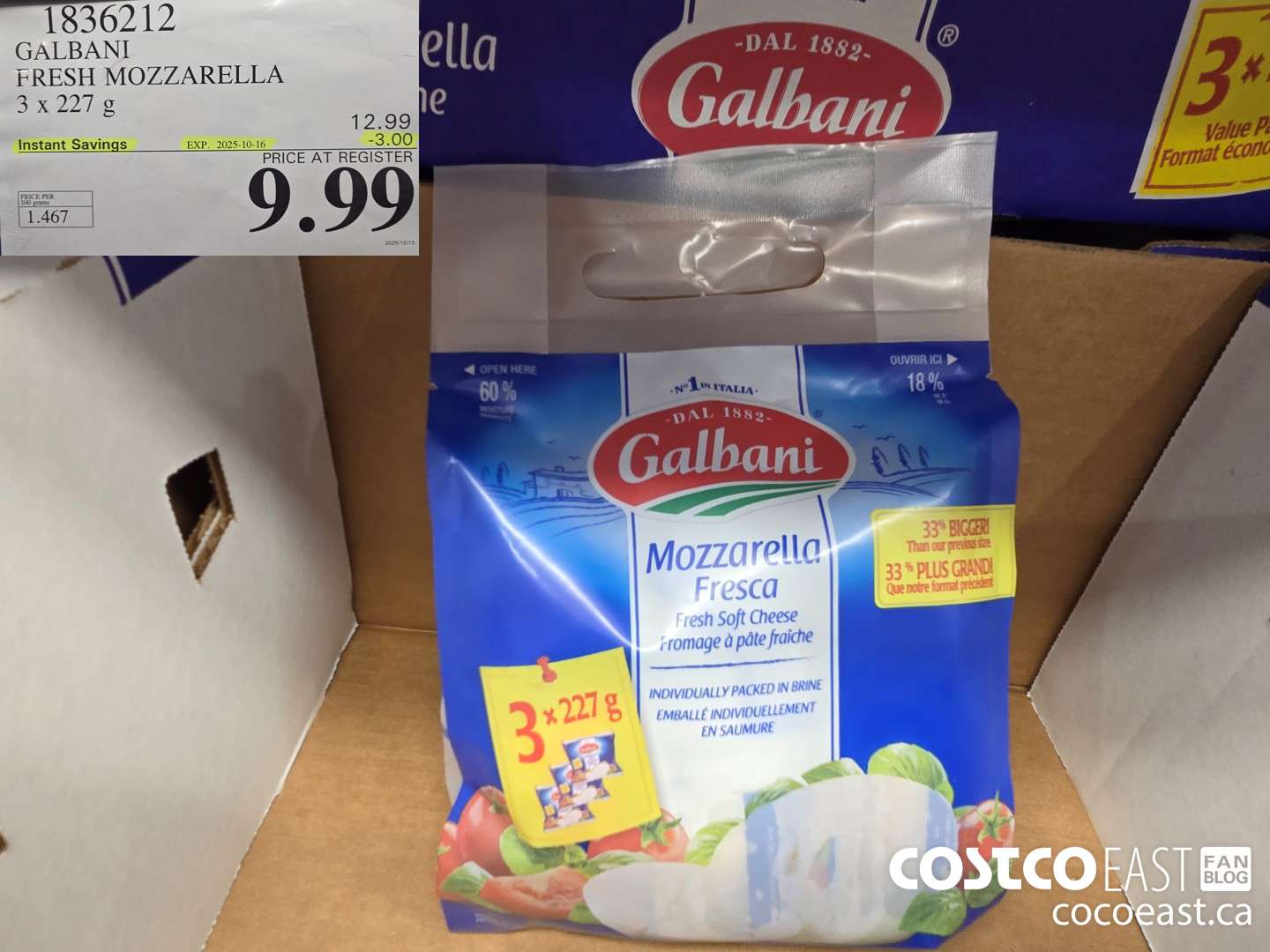 1836212 GALRANI FRESH MOZZARELLA 3 X 227 G ($3.00 INSTANT SAVINGS EXPIRES ON 2025-10-16) $9.99