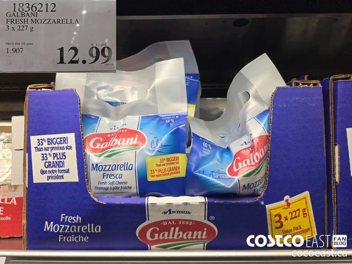 1836212 GALRANI FRESH MOZZARELLA 3 X 227 G $12.99