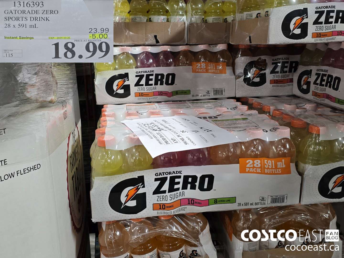 1316393 GATORADE ZERO SPORTS DRINK 28 x 591 ml ($5.00 INSTANT SAVINGS EXPIRES ON 2025-10-26) $18.99