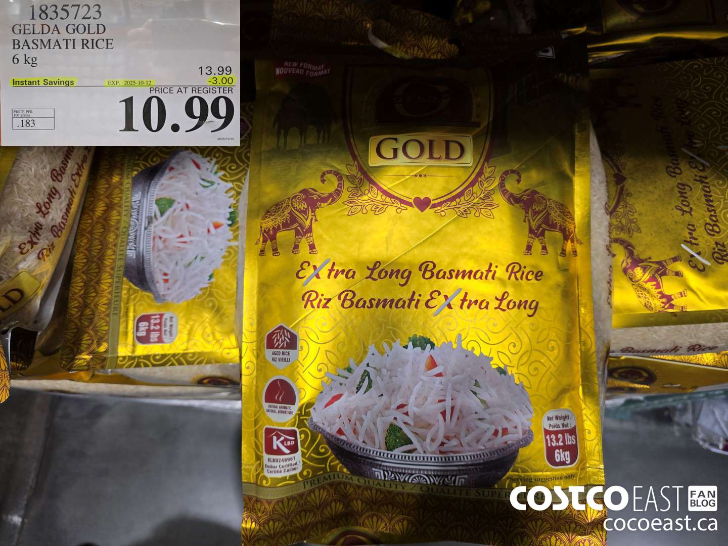 1835723 GELDA GOLD BASMATI RICE 6 kg ($3.00 INSTANT SAVINGS EXPIRES ON 2025-10-12) $10.99
