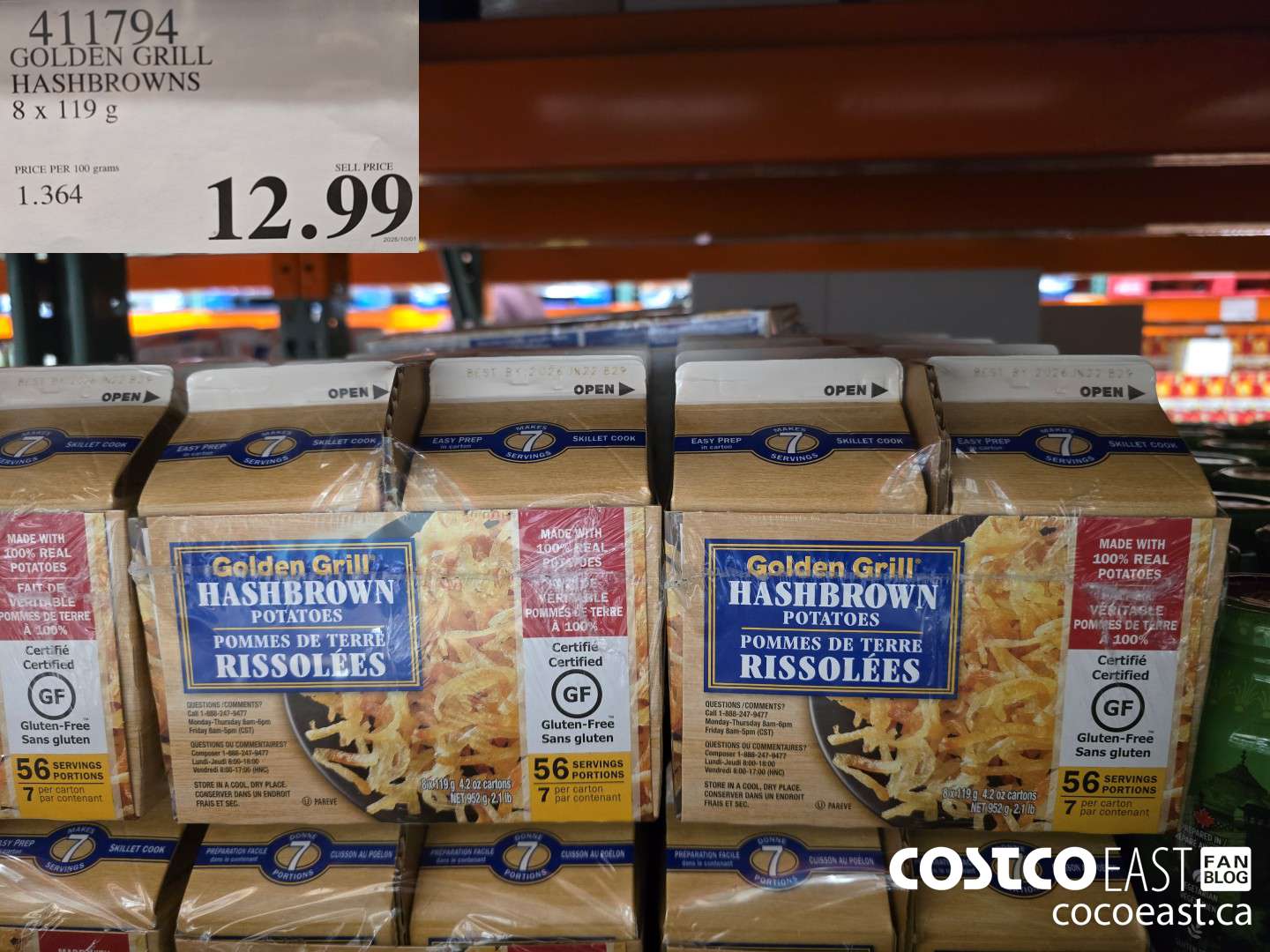 411794 GOLDEN GRILL HASHBROWNS 8 X 119G $12.99