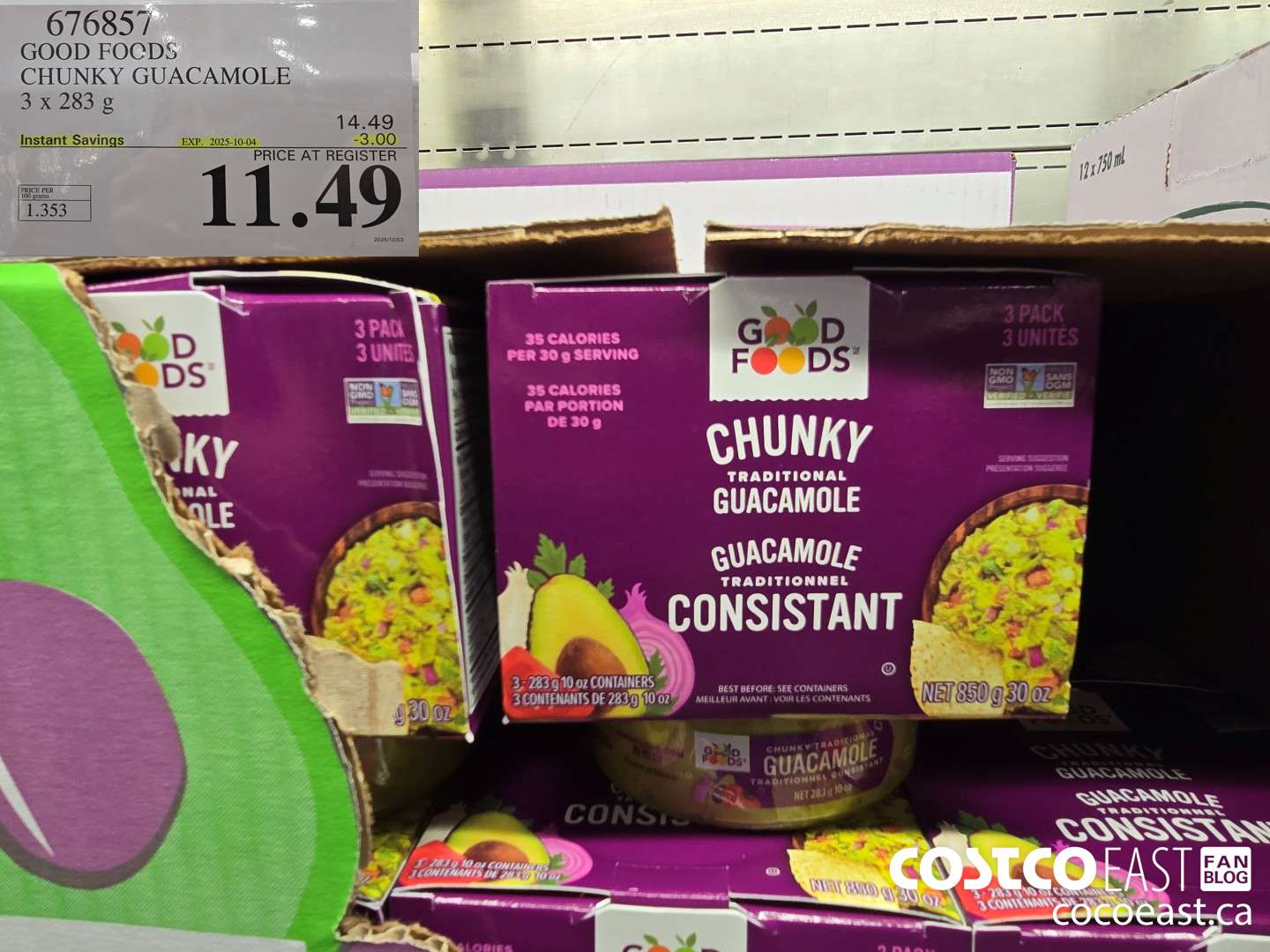 676857 GOOD FOODS CHUNKY GUACAMOLE 3 X 283 G ($3.00 INSTANT SAVINGS EXPIRES ON 2025-10-04) $10.99