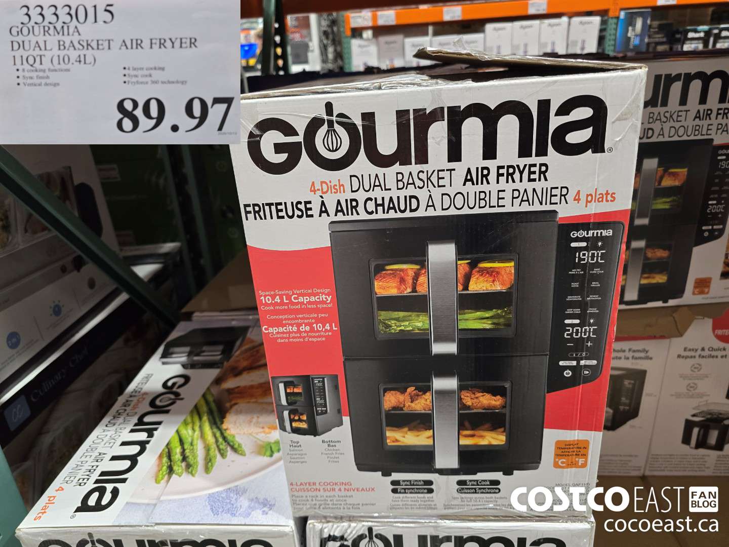 3333015 GOURMIA DOUBLE DECKER AIR FRYER 11QT (10.4L) $89.97