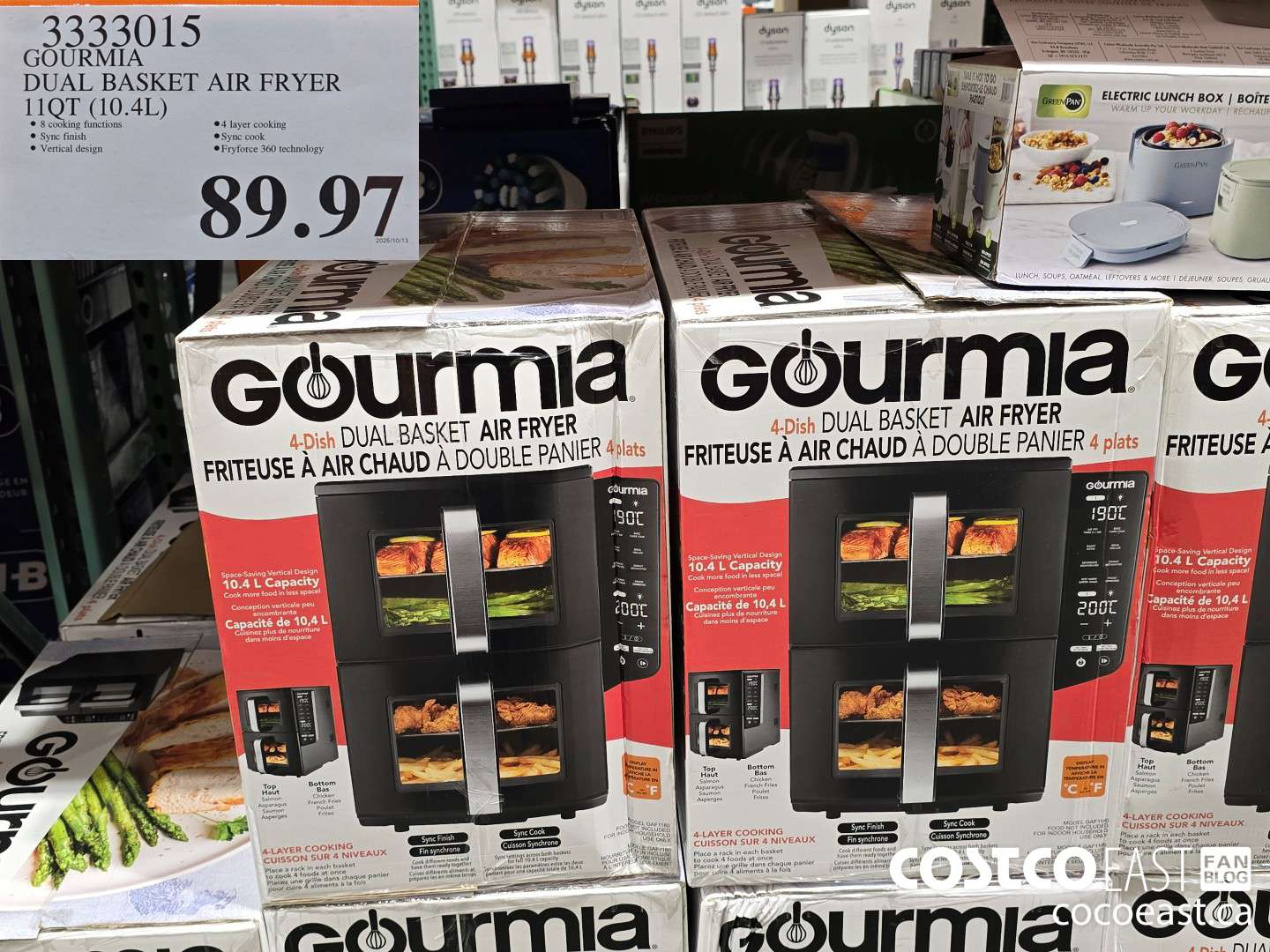 3333015 GOURMIA DOUBLE DECKER AIR FRYER 11QT (10.4L) $89.97