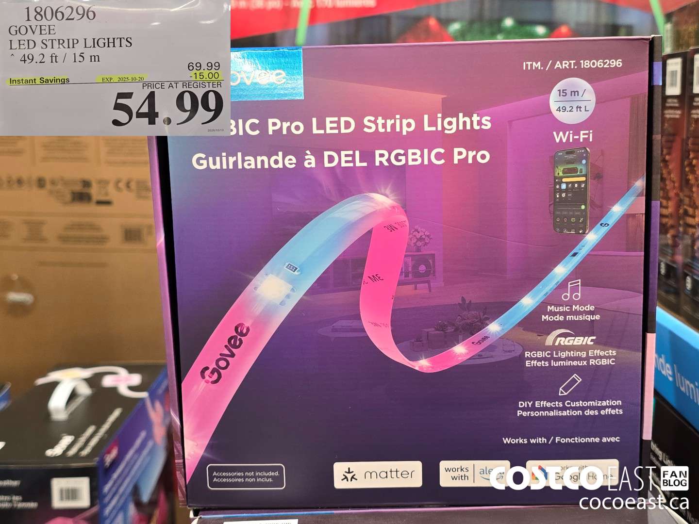 1806296 GOVEE LED STRIP LIGHTS 49.2 FT / 15 M ($15.00 INSTANT SAVINGS EXPIRES ON 2025-10-20) $54.99