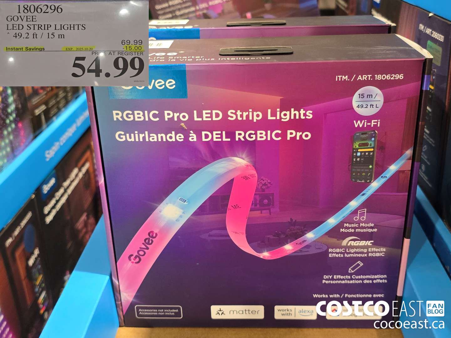 1806296 GOVEE LED STRIP LIGHTS 49.2 FT / 15 M ($15.00 INSTANT SAVINGS EXPIRES ON 2025-10-20) $54.99