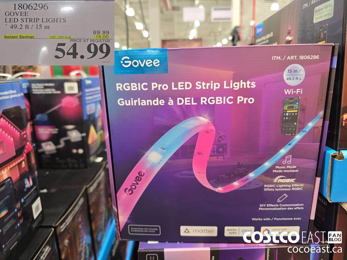 1806296 GOVEE LED STRIP LIGHTS 49.2 FT / 15 M ($15.00 INSTANT SAVINGS EXPIRES ON 2025-10-26) $54.99