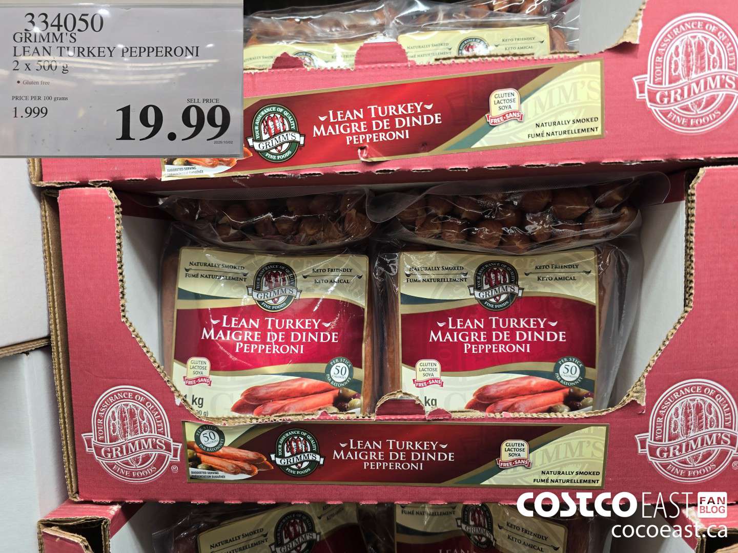 334050 GRIMM'S LEAN TURKEY PEPPERONI 2 X 500 G $19.99