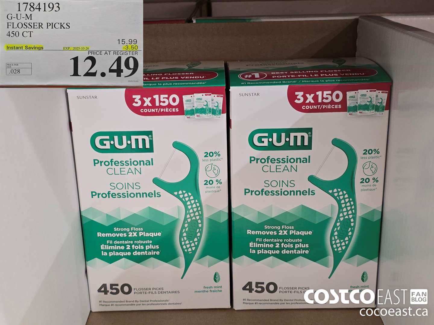 1784193 G-U-M FLOSSER PICKS 450 CT ($3.50 INSTANT SAVINGS EXPIRES ON 2025-10-26) $12.49