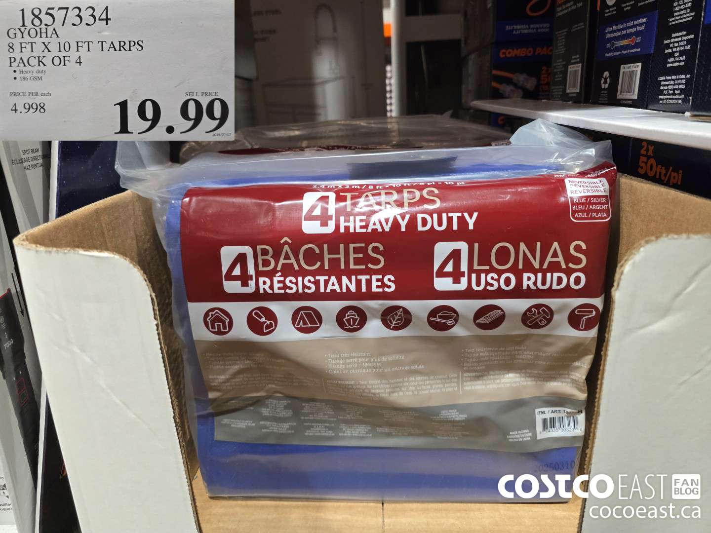 1857334 GYOHA 8 FT X 10 FT TARPS PACK OF 4 $19.99