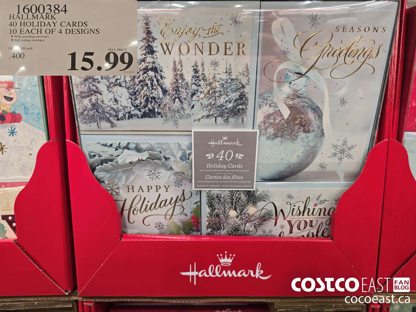 1600384 HALLMARK 40 HOLIDAY CARDS 10 EACH OF 4 DESIGNS $15.99