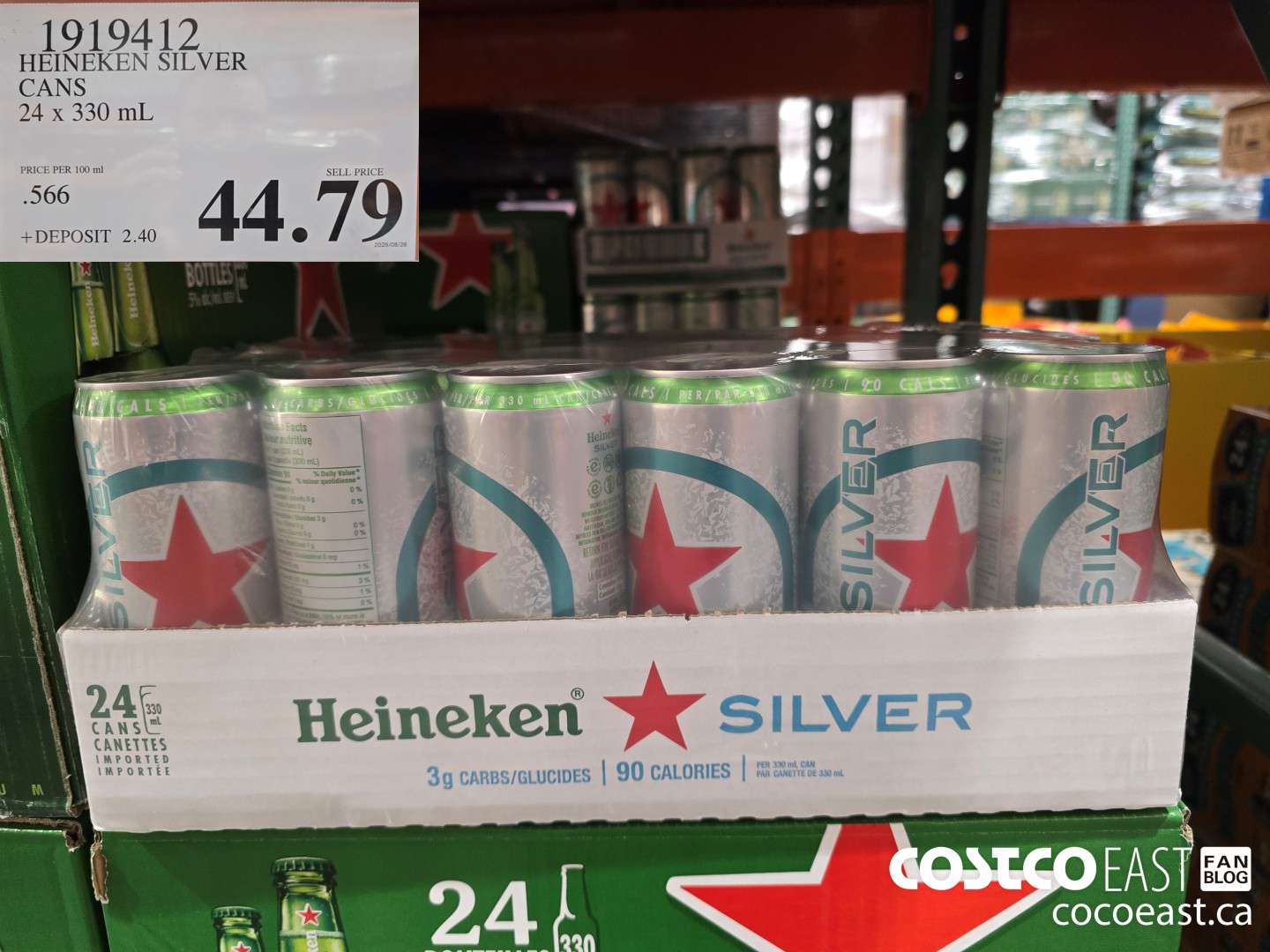 1919412 HEINEKEN SILVER CANS 24 x 330 mL $44.79