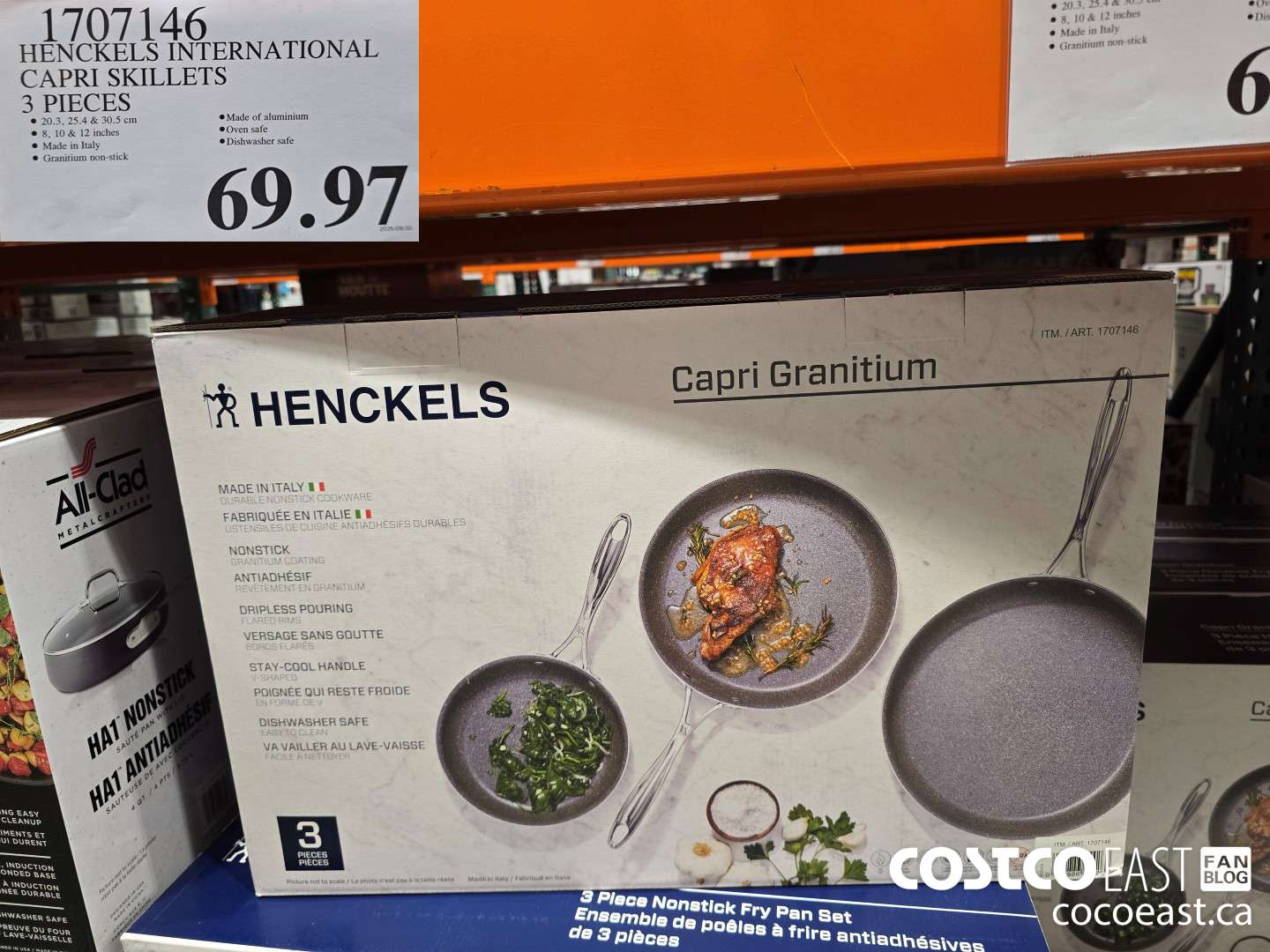1707146 HENCKELS INTERNATIONAL CAPRI SKILLETS 3 PIECES MADE IN ITALY $69.97