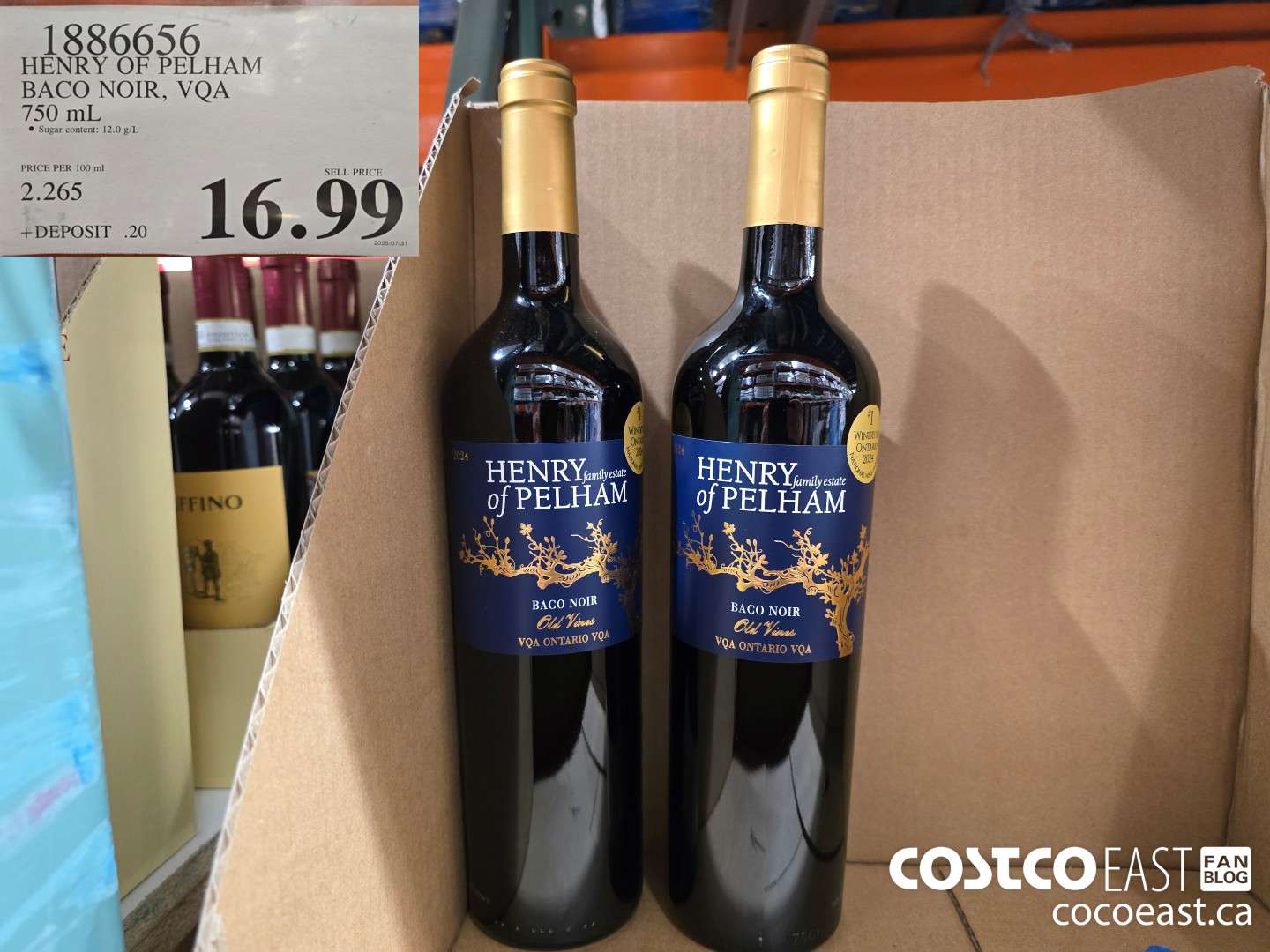 1886656 HENRY OF PELLHAM BACO NOIR, VQR 750 ML $16.99