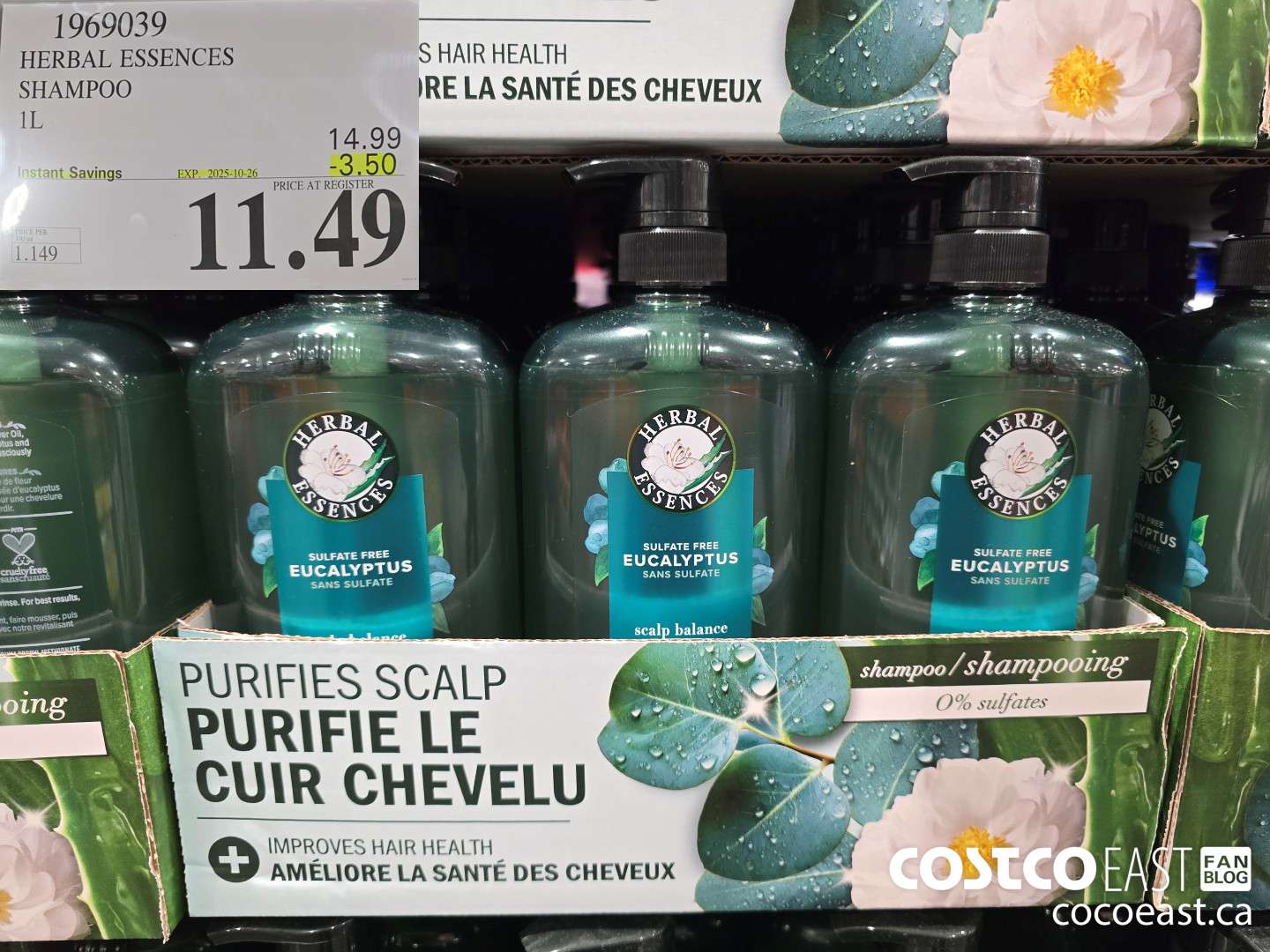 1969039 HERBAL ESSENCES SHAMPOO 1 L ($3.50 INSTANT SAVINGS EXPIRES ON 2025-10-26) $11.49