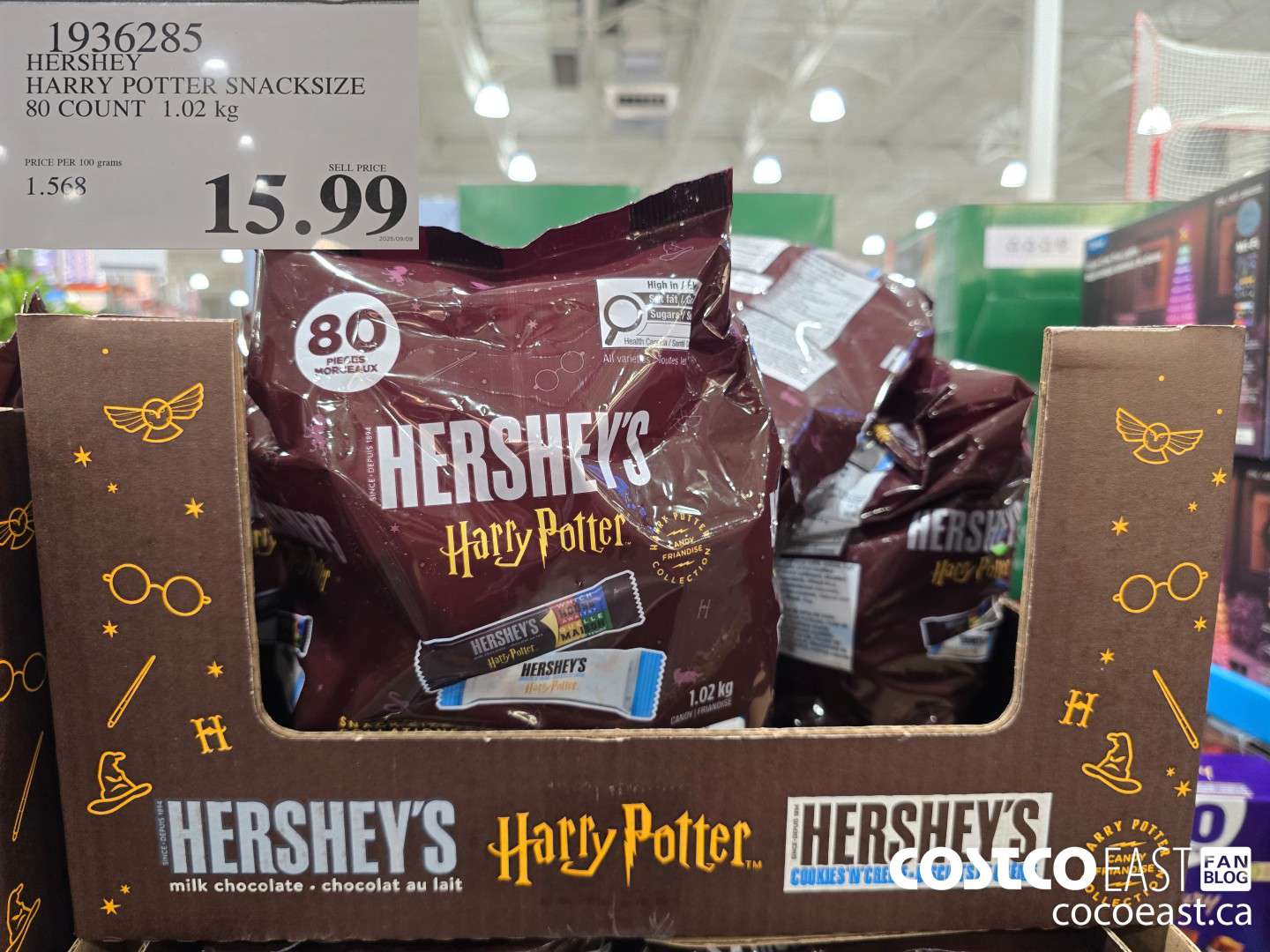 1936285 HERSHEY HARRY POTTER SNACKSIZE 80 COUNT 1.02 KG $15.99