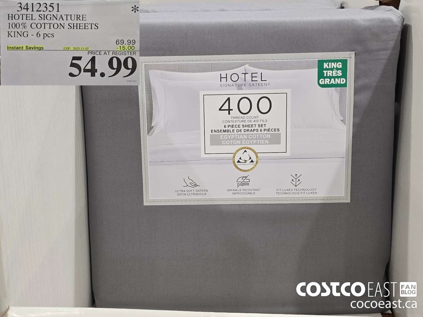 3412351 HOTEL SIGNATURE 100% COTTON SHEETS KING - 6 PC ($15.00 INSTANT SAVINGS EXPIRES ON 2025-11-02) $54.99