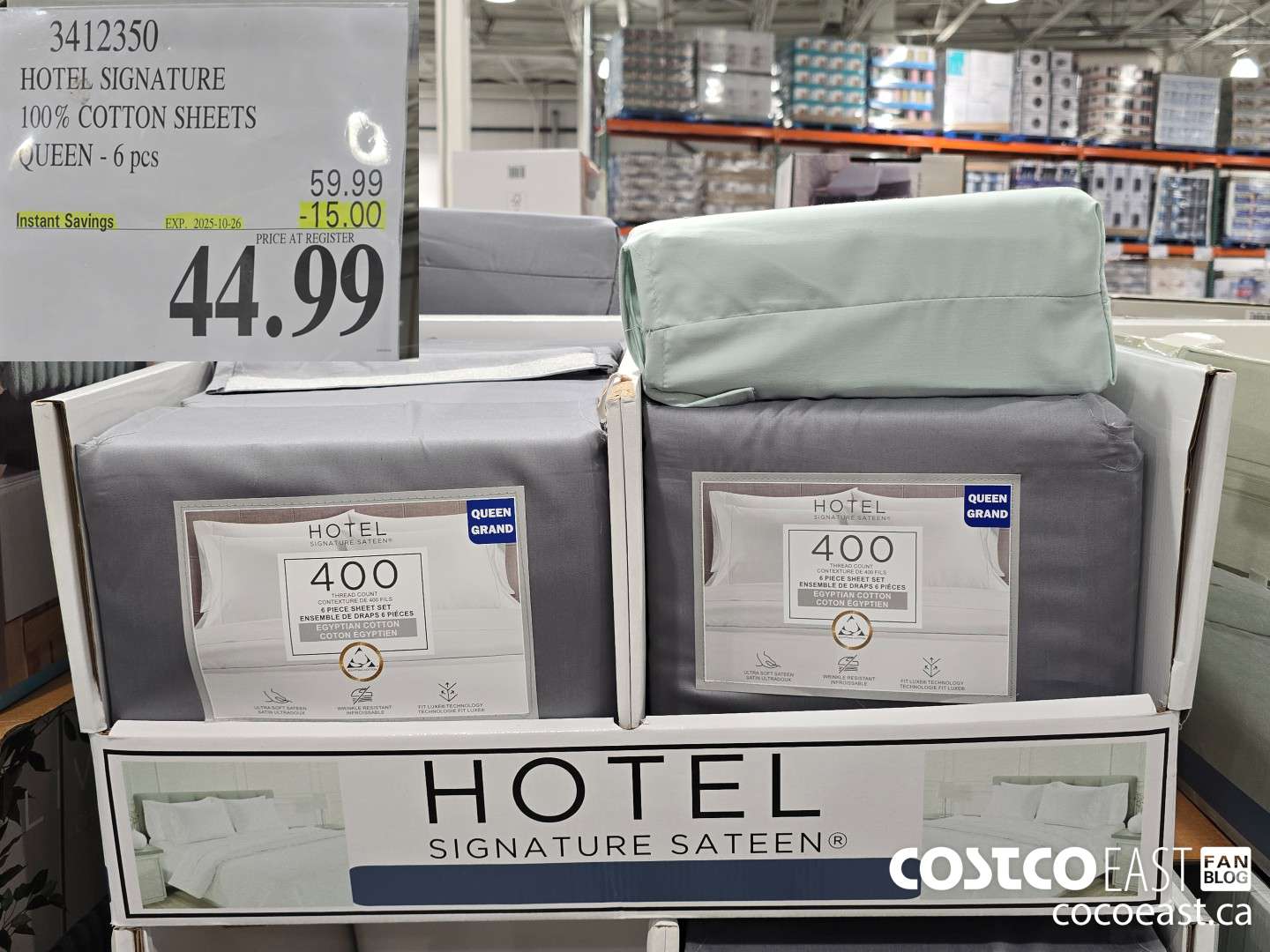 3412350 HOTEL SIGNATURE 100% COTTON SHEETS QUEEN - 6PC ($15.00 INSTANT SAVINGS EXPIRES ON 2025-10-26) $44.99