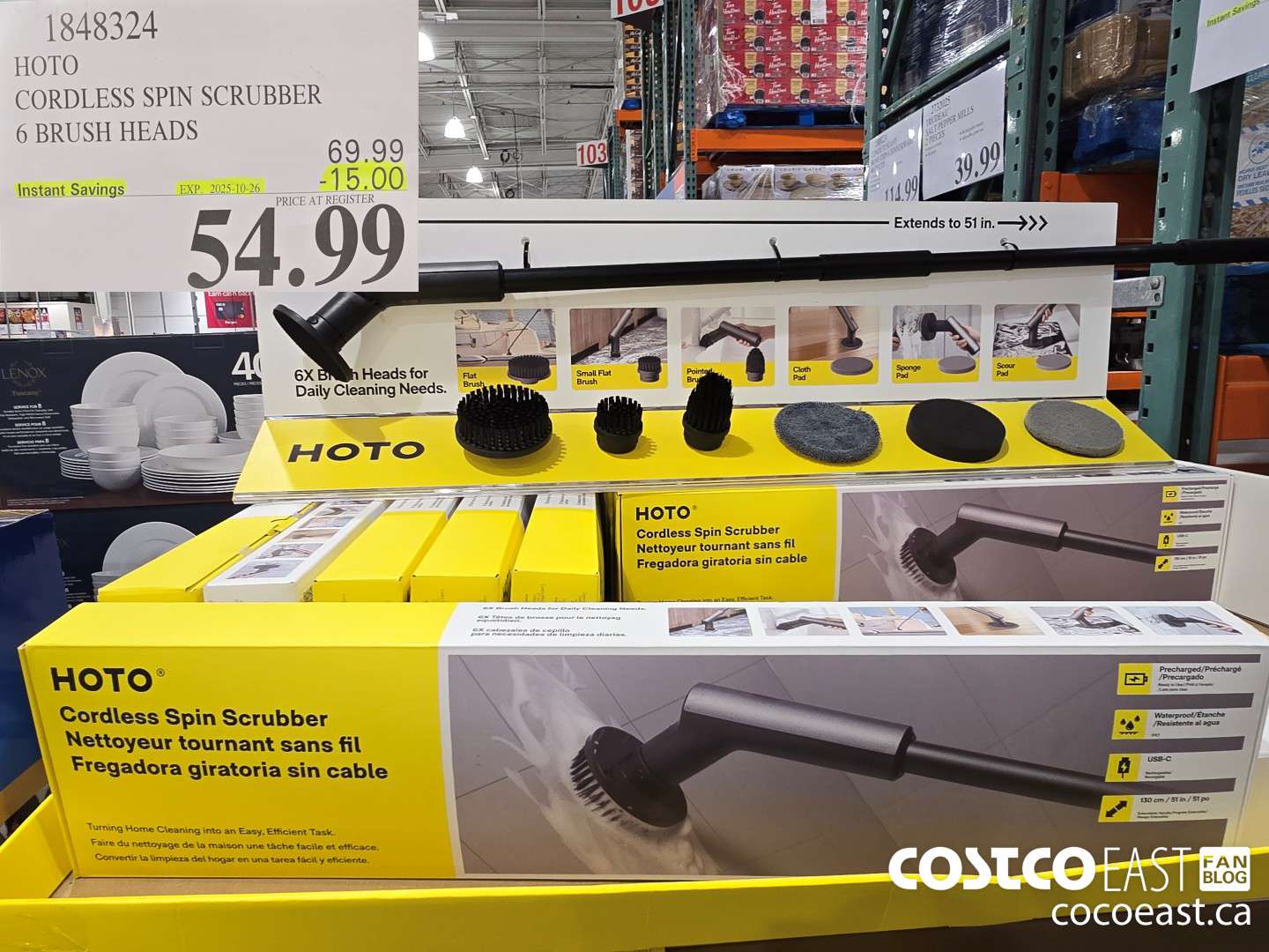 1848324 HOTO CORDLESS SPIN SCRUBBER 6 BRUSH HEADS ($15.00 INSTANT SAVINGS EXPIRES ON 2025-10-26) $54.99