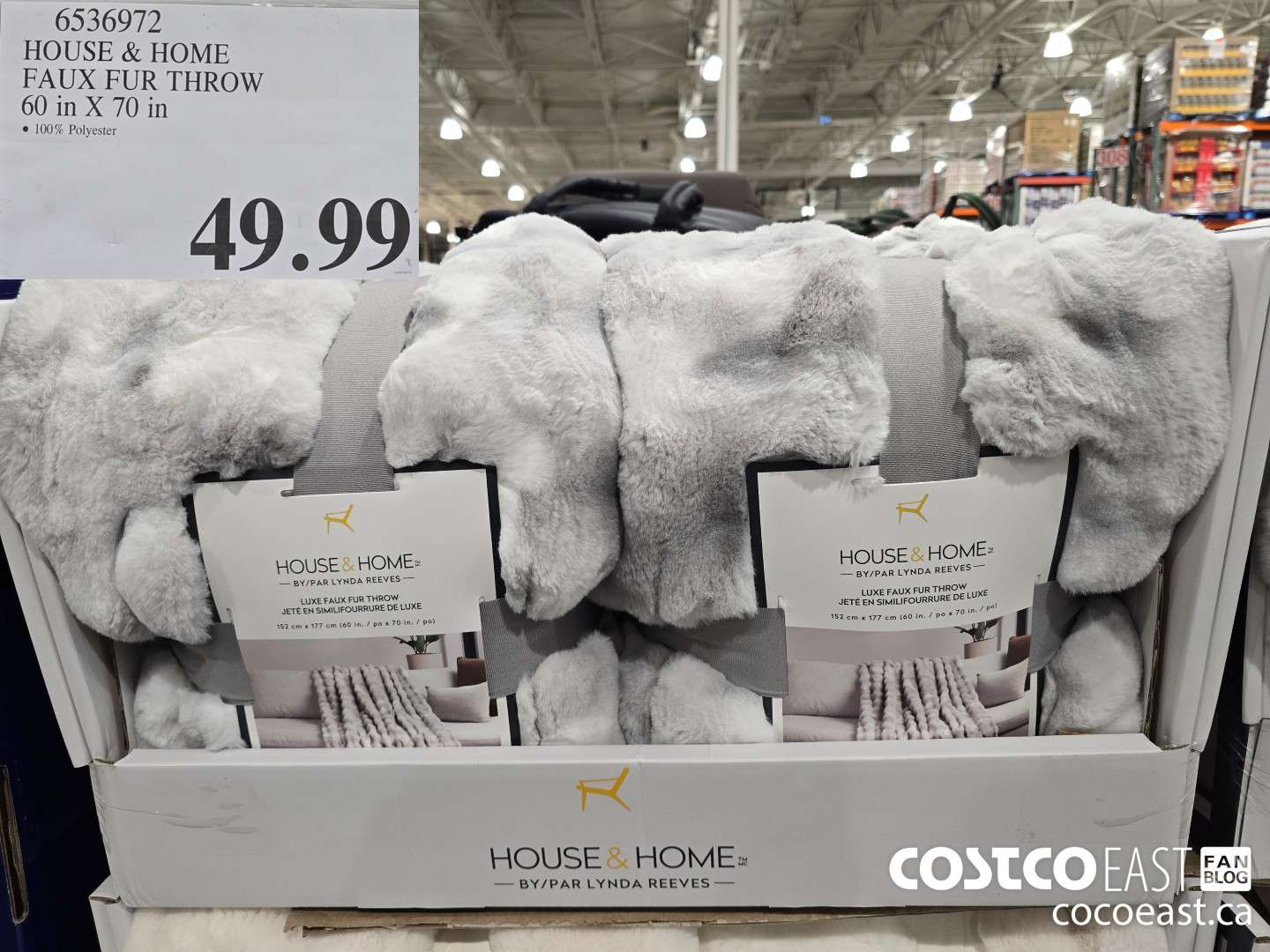 6536972 HOUSE & HOME FAUX FUR THROW 60 IN X 70 IN $49.99