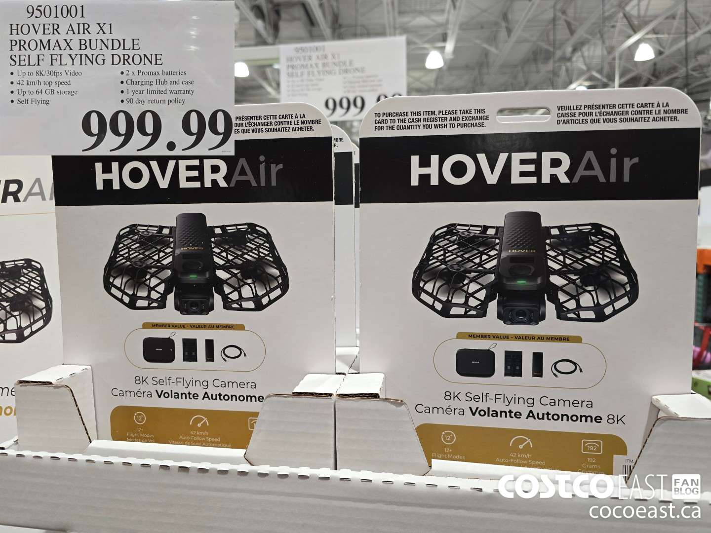 9501001 HOVER AIR X1 PROMAX BUNDLE SELF FLYING DRONE $999.99