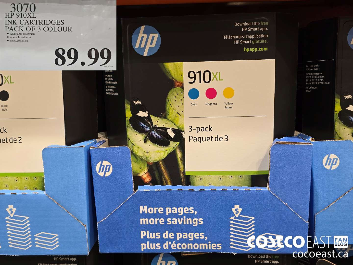 3070 HP 910XL INK CARTRIDGES PACK OF 3 COLOUR $89.99