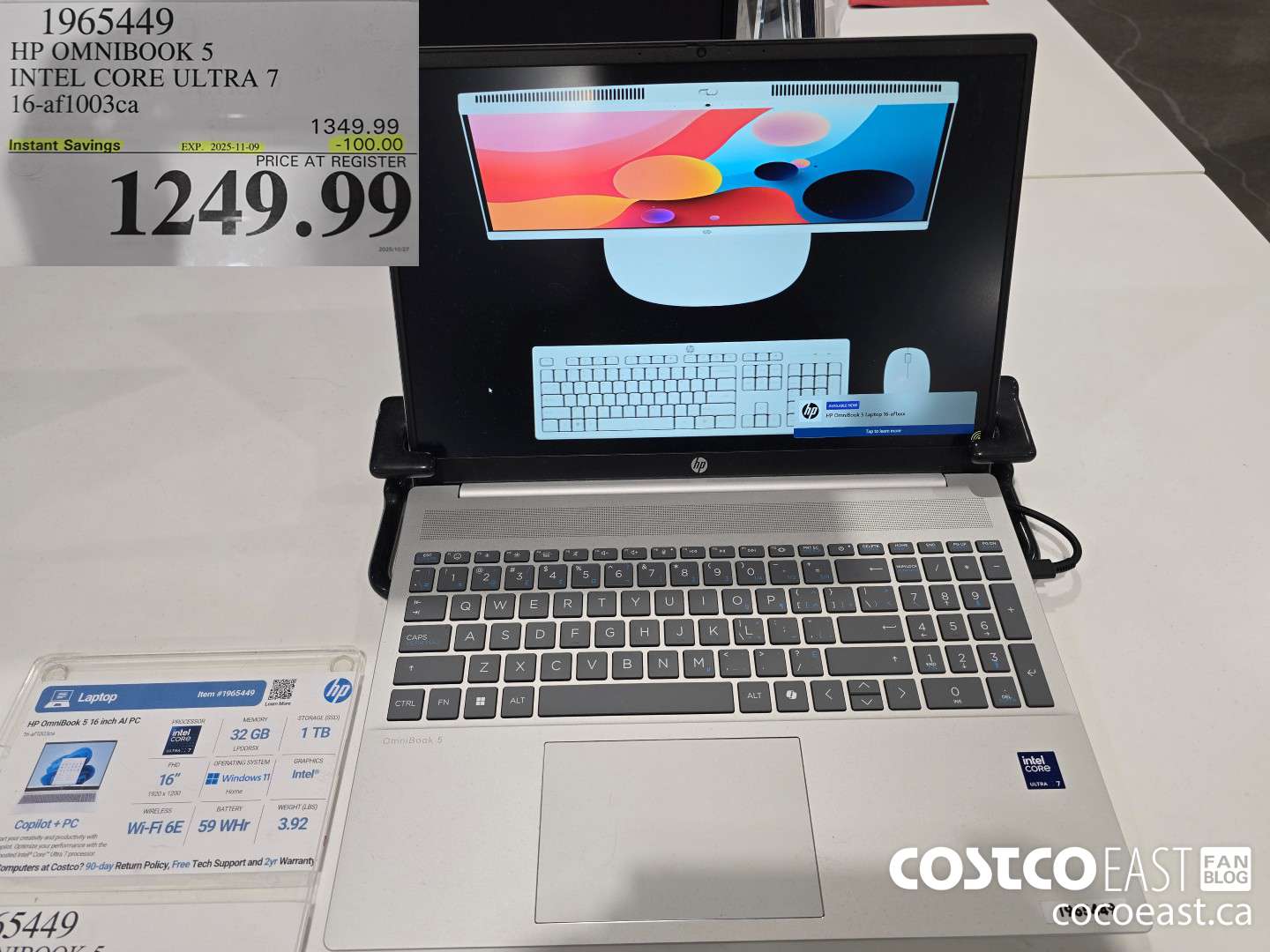 1965449 HP OMNIBOOK 5 INTEL CORE ULTRA 7 16-af1003ca ($100.00 INSTANT SAVINGS EXPIRES ON 2025-11-09) $1249.99