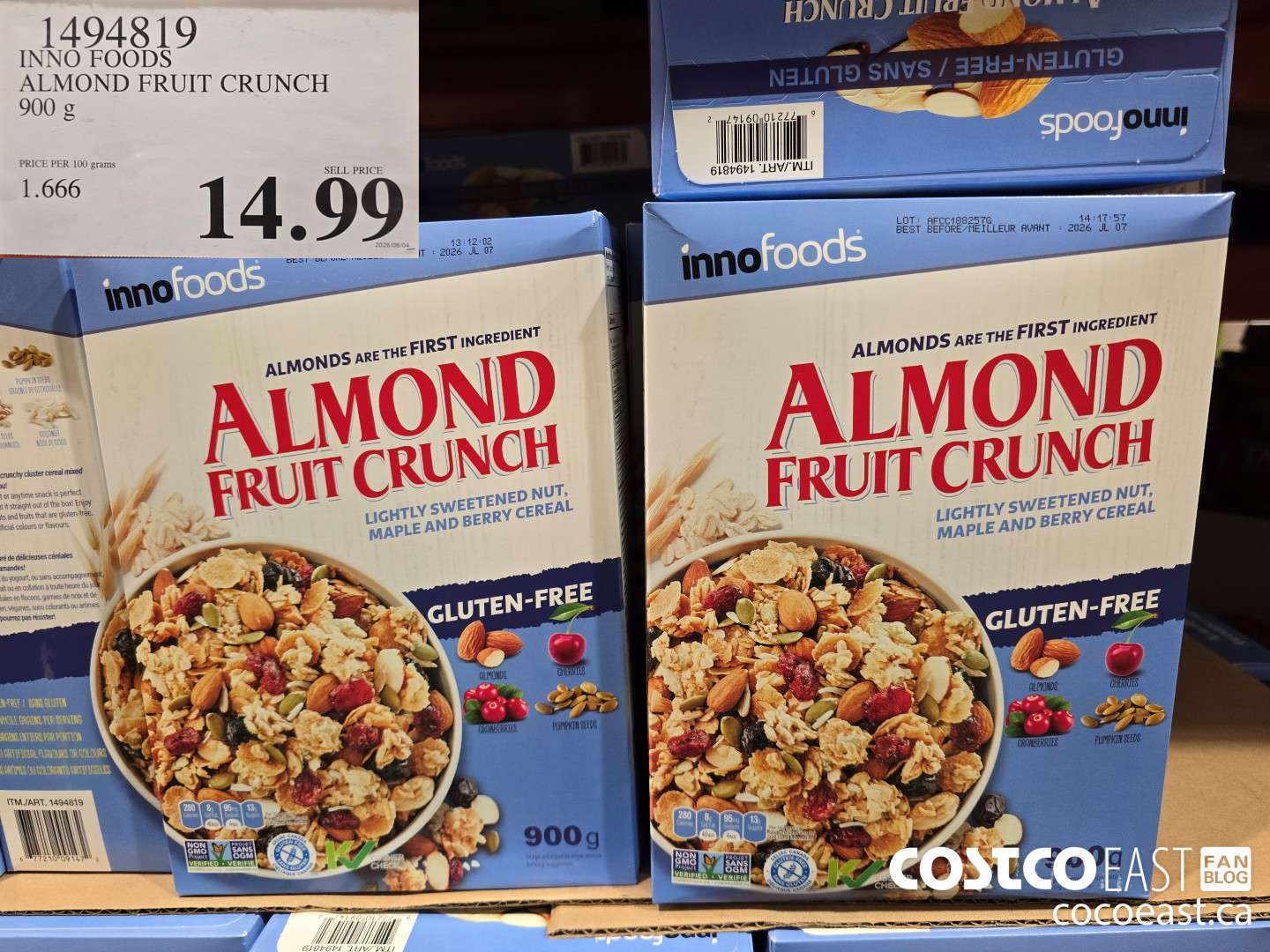 1494819 INNO FOODS ALMOND FRUIT CRUNCH 900 g $14.99