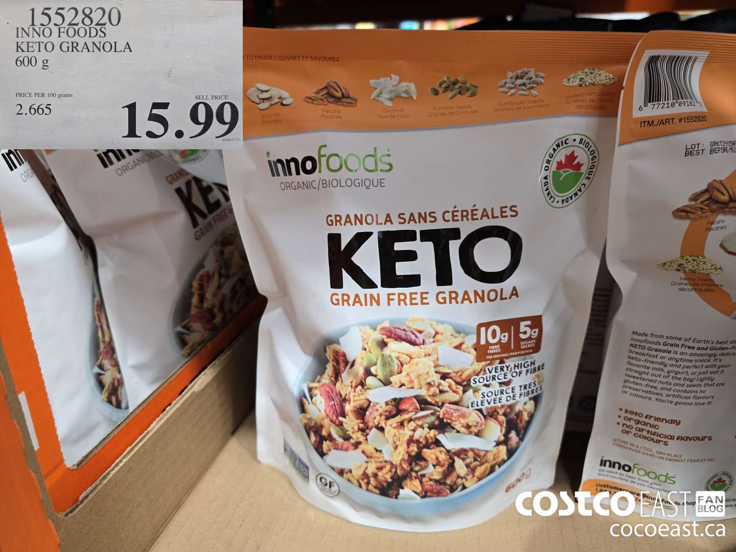 1552820 INNO FOODS KETO GRANOLA 600 G $15.99