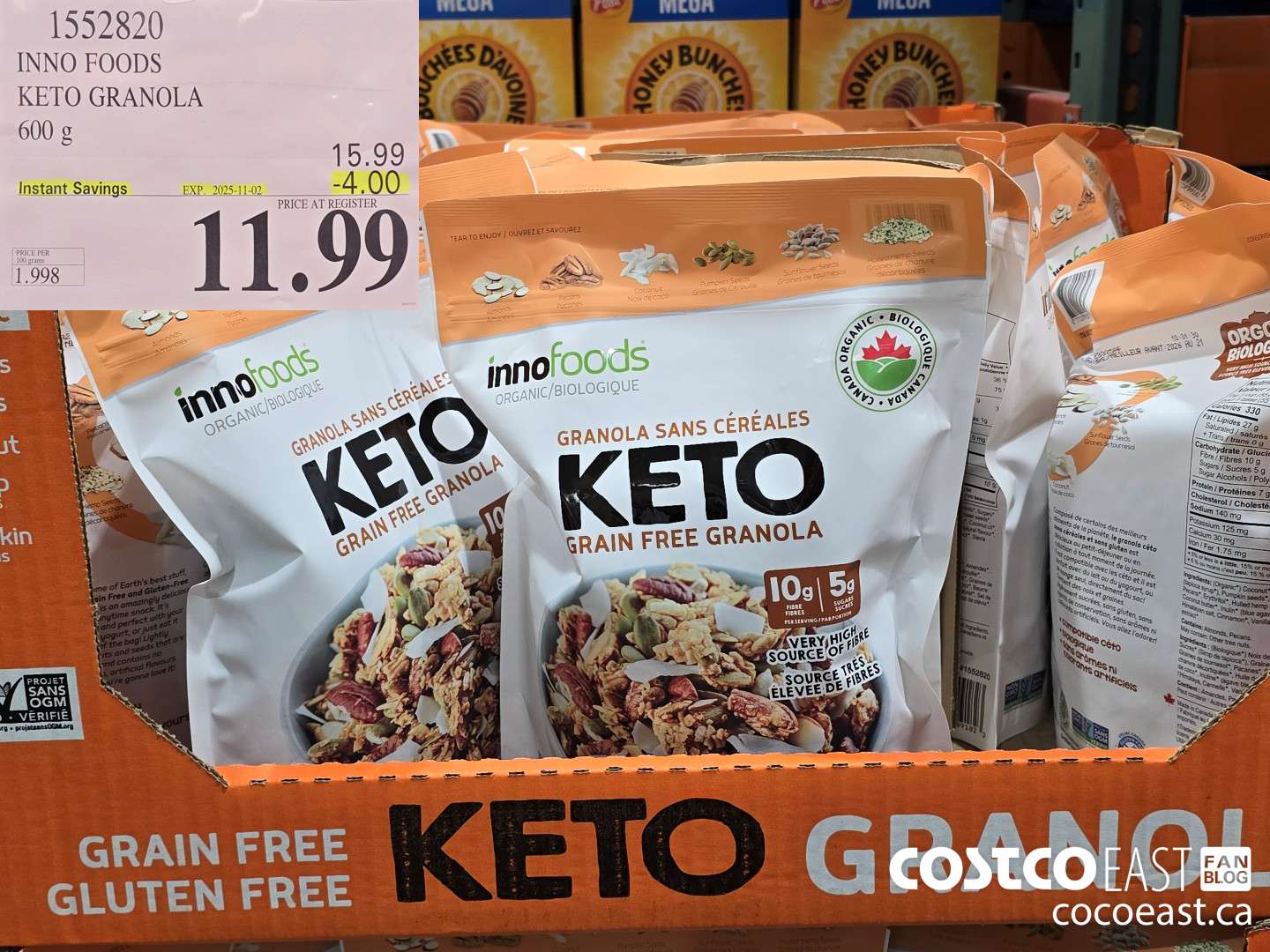 1352820 INNO FOODS KETO GRANOLA 600 g ($4.00 INSTANT SAVINGS EXPIRES ON 2023-11-05) $11.99