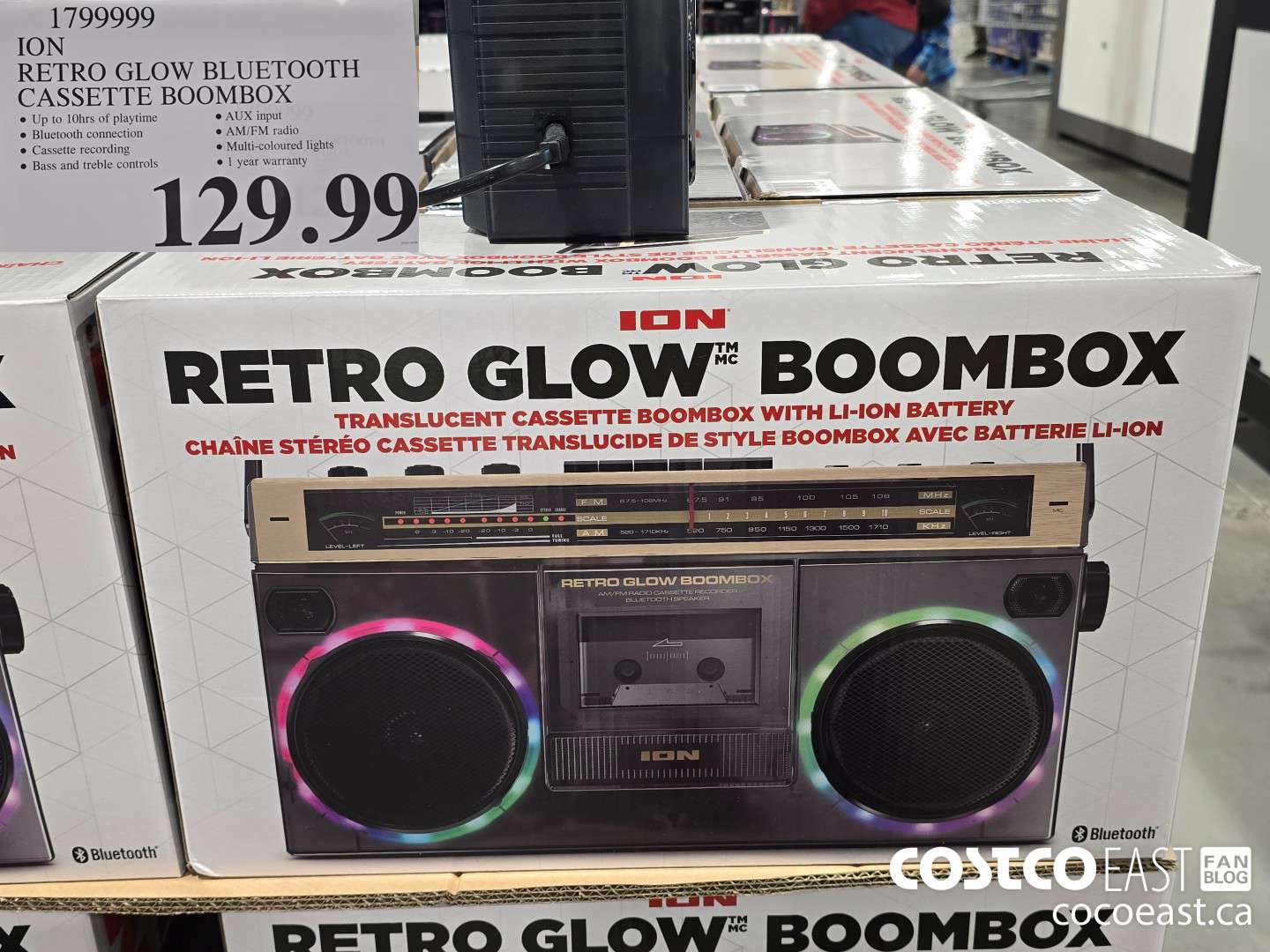 1799999 ION RETRO GLOW BLUETOOTH CASSETTE BOOMBOX $129.99