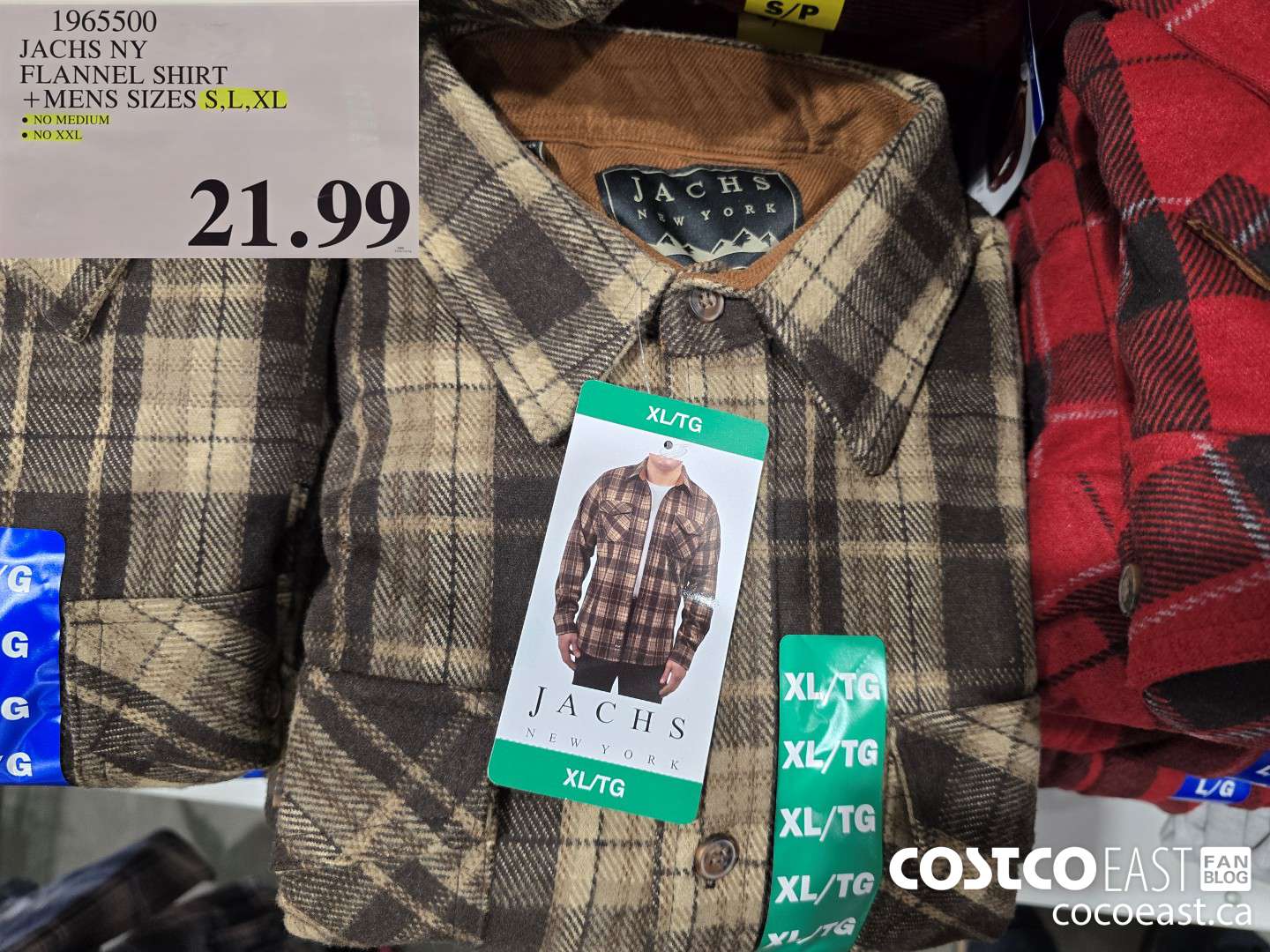 1965500 JACHS NY FLANNEL SHIRT +MENS SIZES S,L,XL $21.99