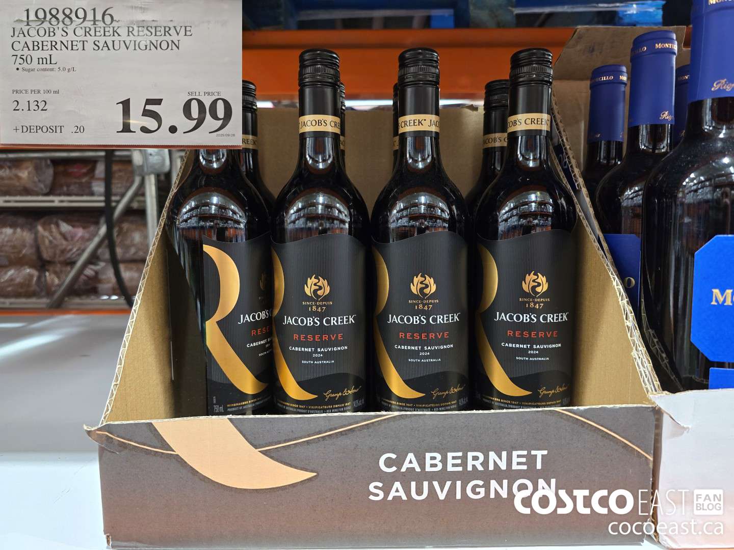 1988916 JACOB'S CREEK RESERVE CABERNET SAUVIGNON 750 mL $15.99