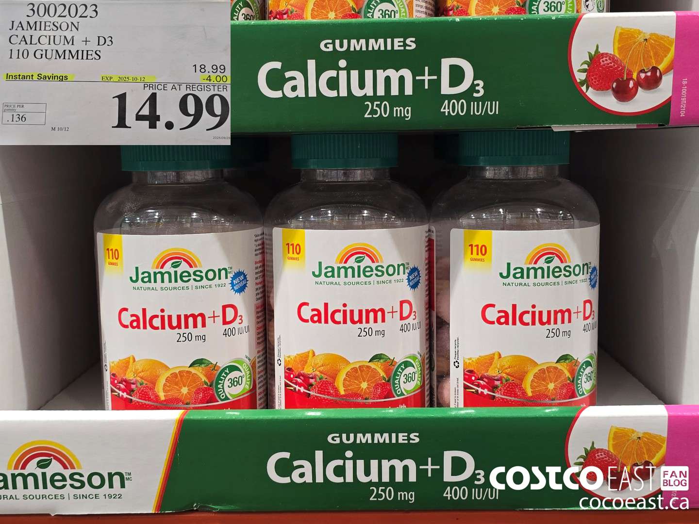 3002023 JAMIESON CALCIUM +D3 110 GUMMIES ($4.00 INSTANT SAVINGS EXPIRES ON 2025-10-12) $14.99