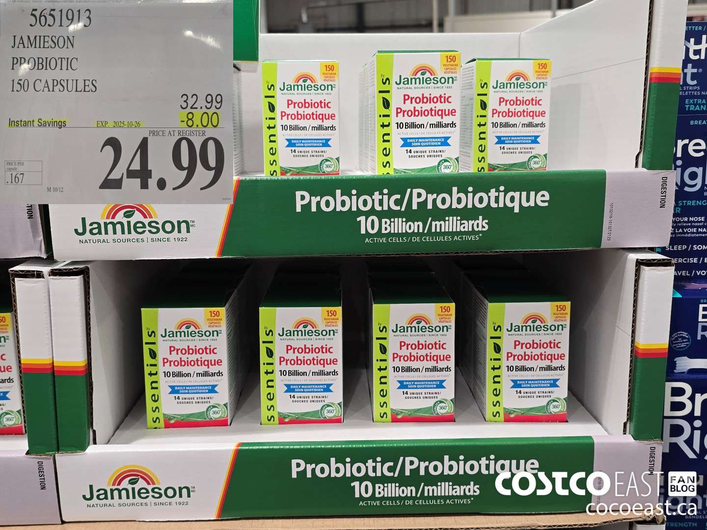 5651913 JAMIESON PROBIOTIC 150 CAPSULES ($8.00 INSTANT SAVINGS EXPIRES ON 2025-10-26) $24.99
