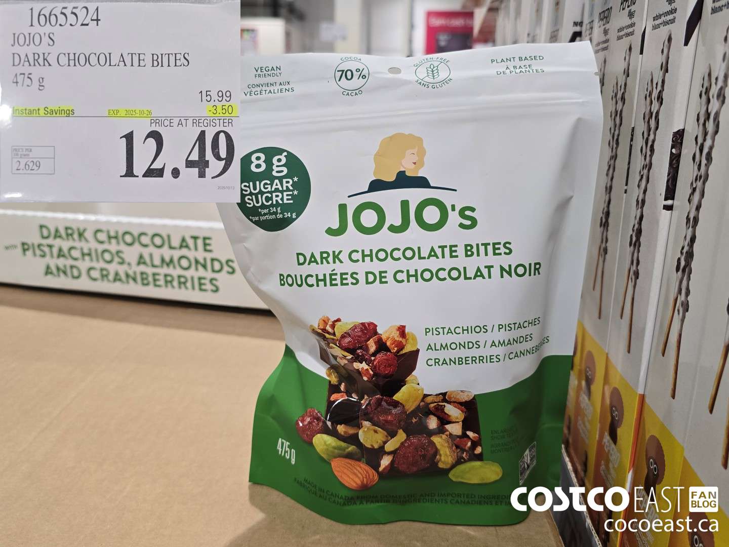 1665524 JOJO'S DARK CHOCOLATE BITES 475 G 2025-1-026 ($3.50 INSTANT SAVINGS) $12.49