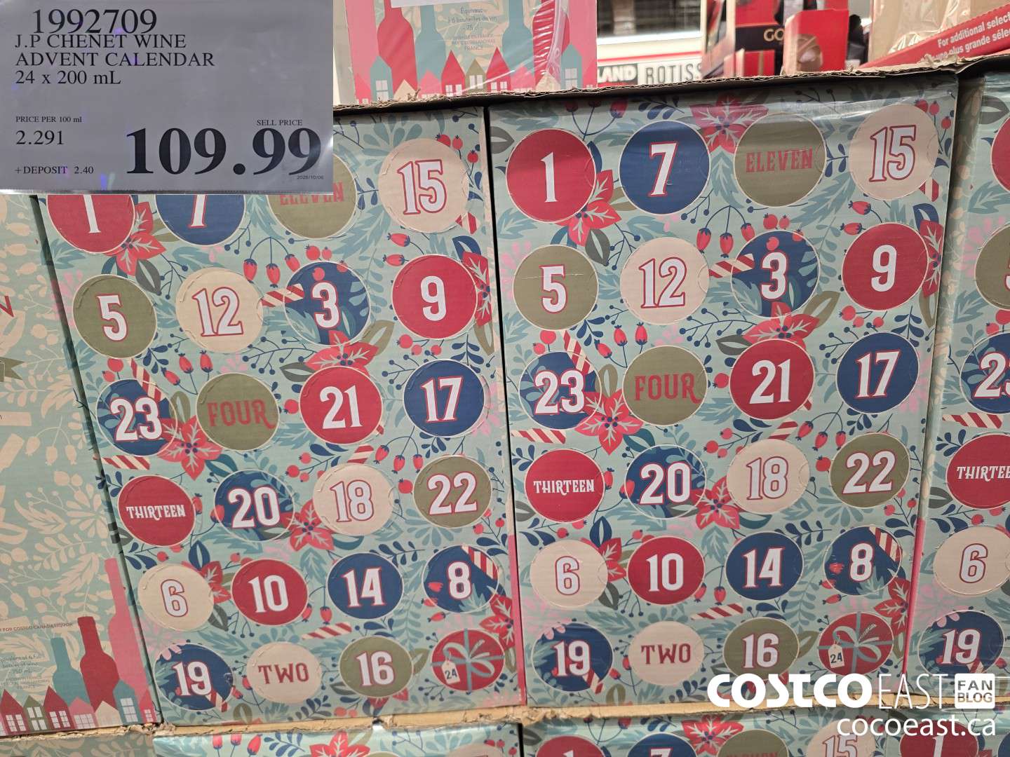 1992709 J.P CHENET WINE ADVENT CALENDAR 24 x 200 mL $109.99