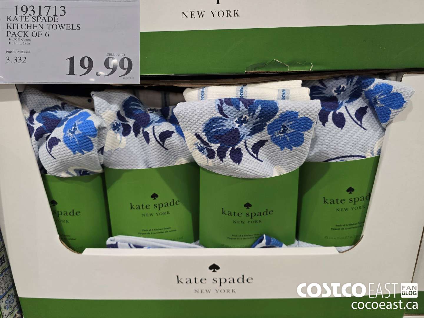 1931713 KATE SPADE KITCHEN TOWELS PACK OF 6 $19.99