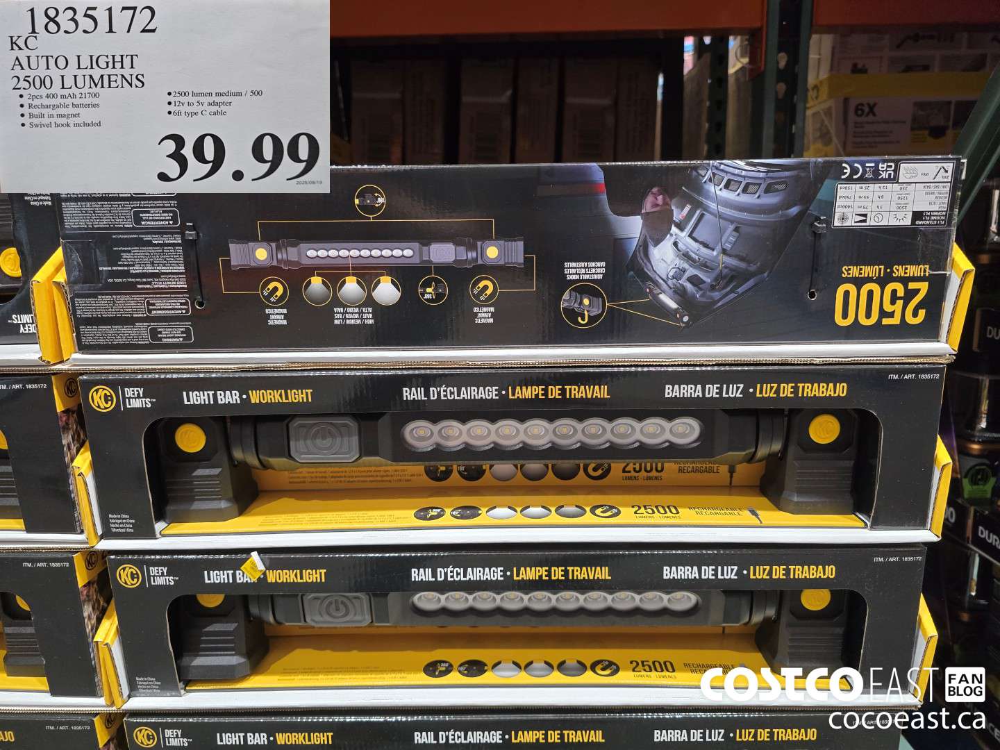 1835172 KC AUTO LIGHT 2500 LUMEN $39.99