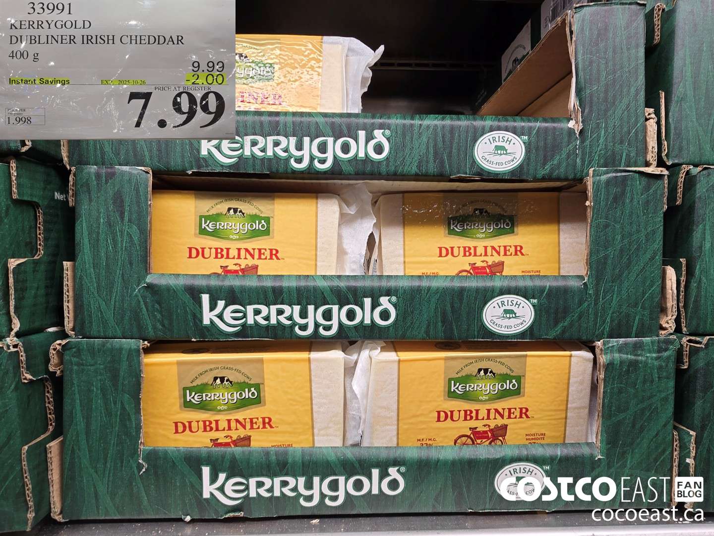 33991 KERRYGOLD DUBLINER IRISH CHEESE 400 g ($2.00 INSTANT SAVINGS EXPIRES ON 2025-10-26) $7.99