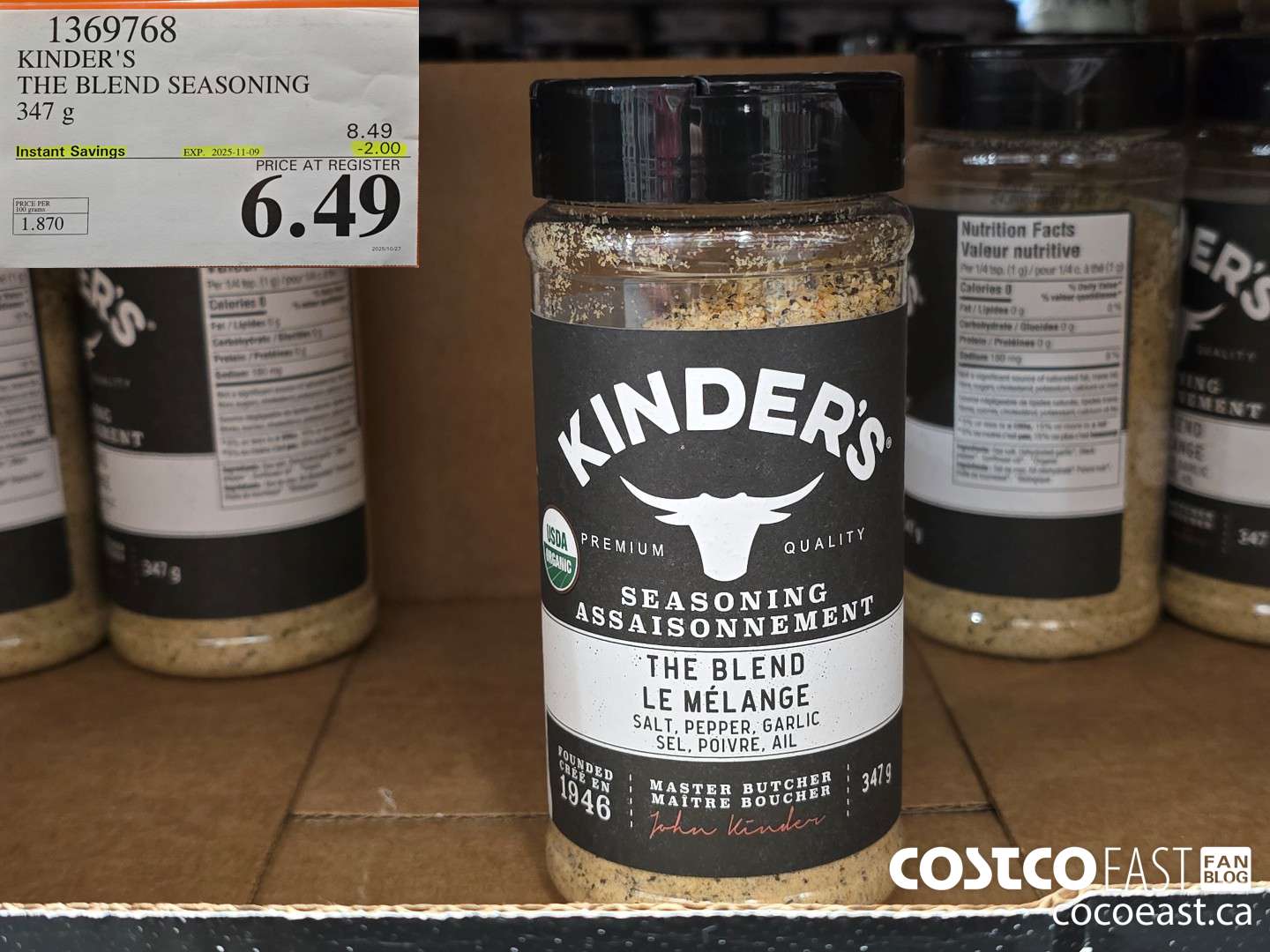 1369768 KINDER'S THE BLEND SEASONING 347 g ($2.00 INSTANT SAVINGS EXPIRES ON 2025-11-09) $6.49