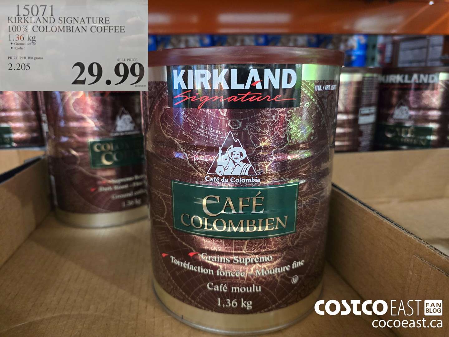 15071 KIRKLAND SIGNATURE 100% COLOMBIAN COFFEE 1.36KG $29.99