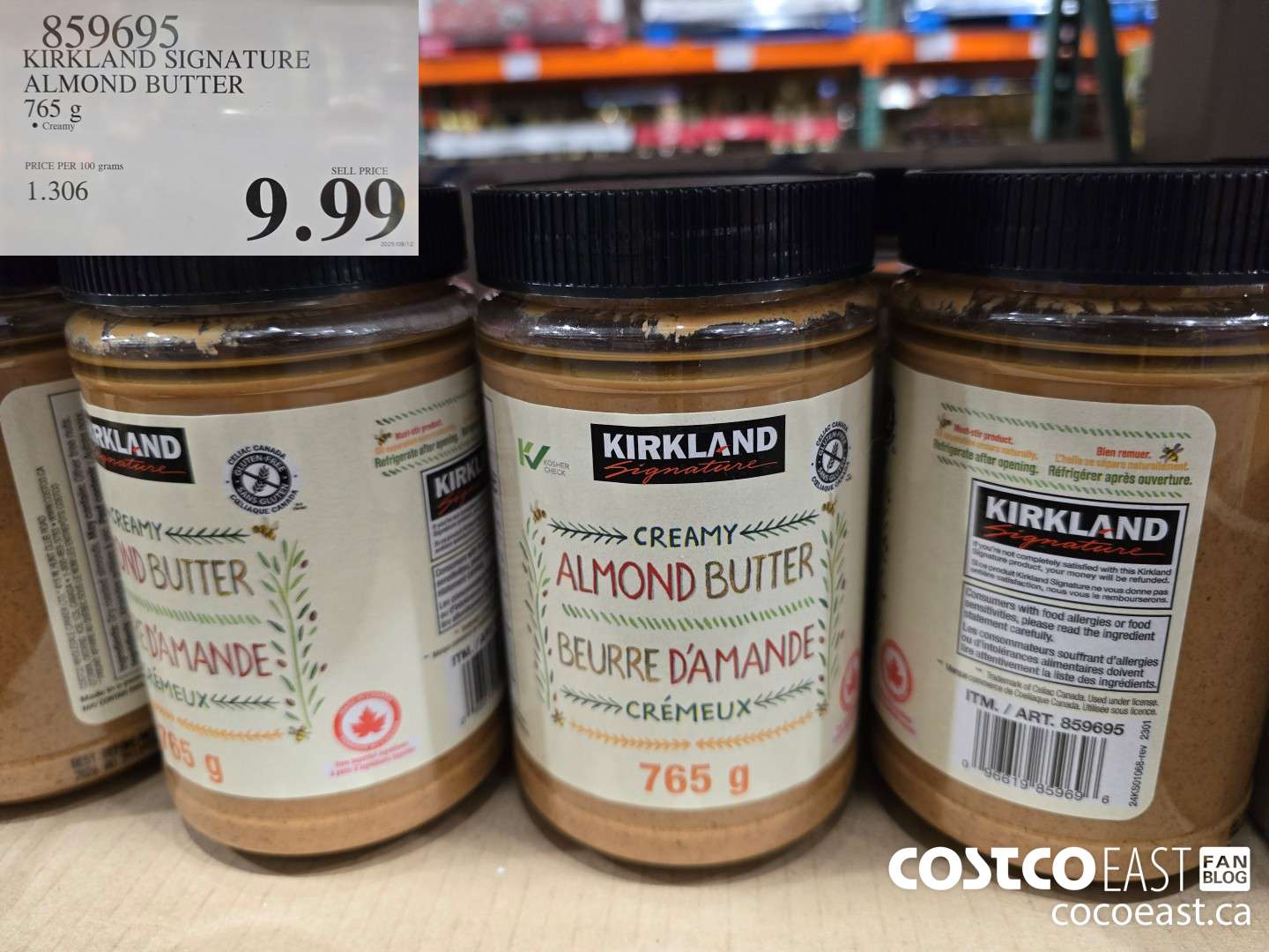 859695 KIRKLAND SIGNATURE ALMOND BUTTER 765 g $9.99