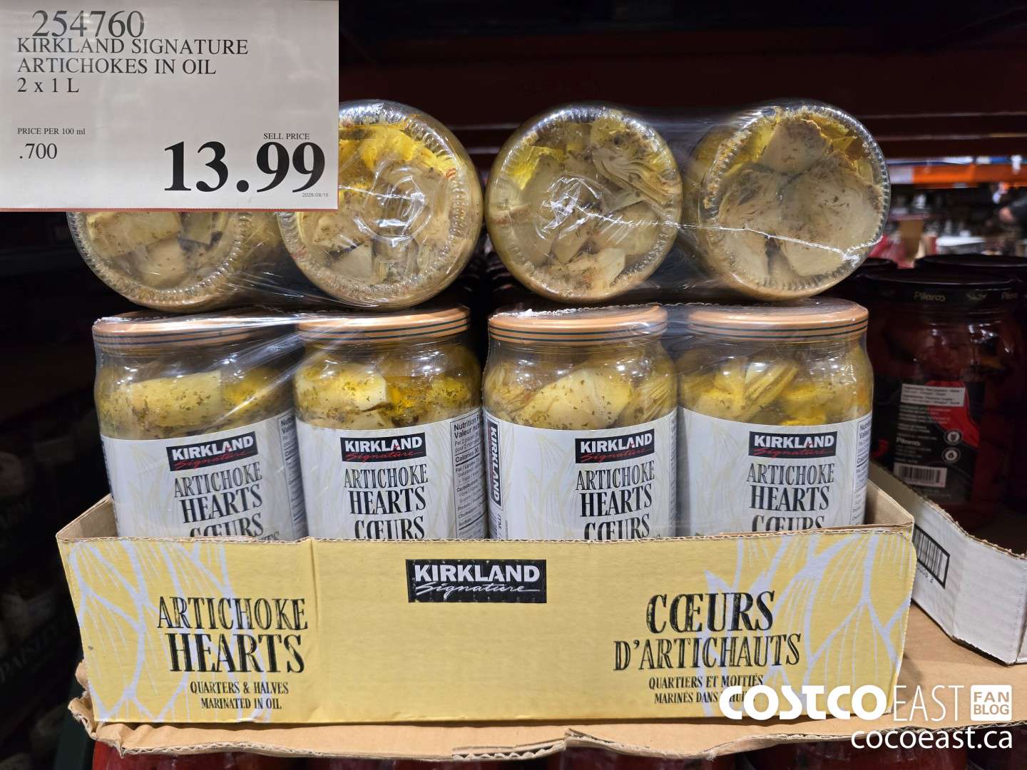 254760 KIRKLAND SIGNATURE ARTICHOKES IN OIL 2 x 1 L $13.99
