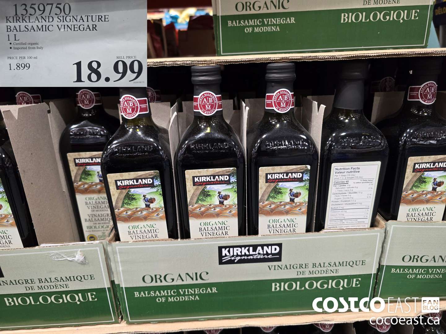 1359750 KIRKLAND SIGNATURE BALSAMIC VINEGAR 1 L $18.99