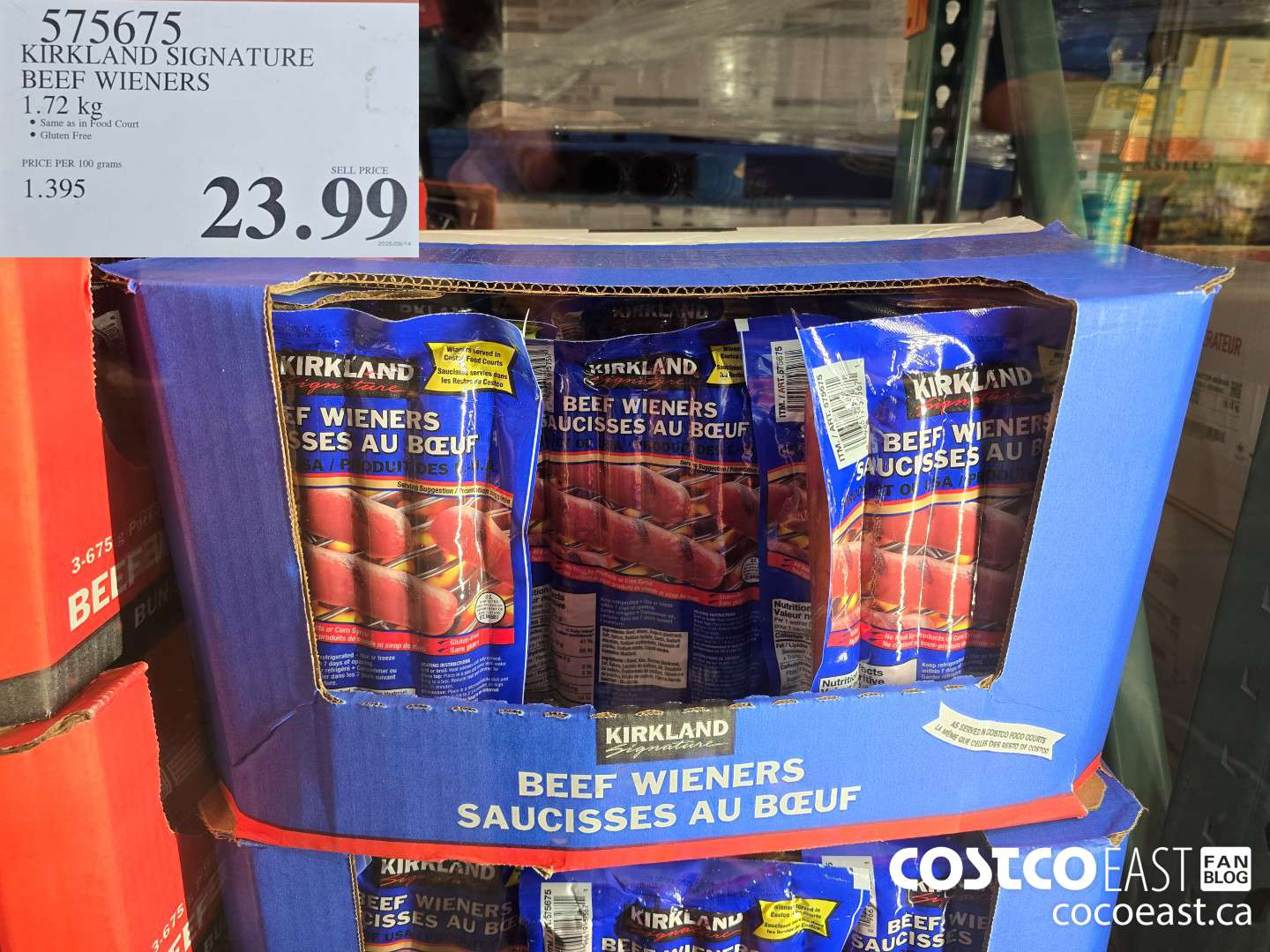575675 KIRKLAND SIGNATURE BEEF WIENERS 1.72 KG $23.99