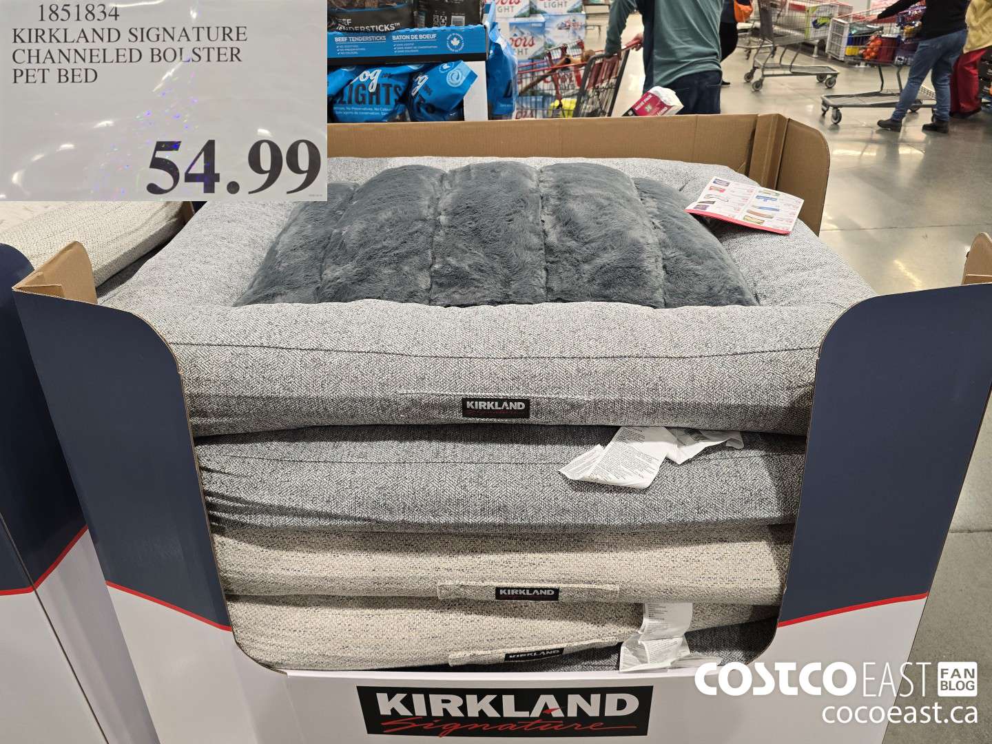 1851834 KIRKLAND SIGNATURE CHANNELED BOLSTER PET BED $54.99