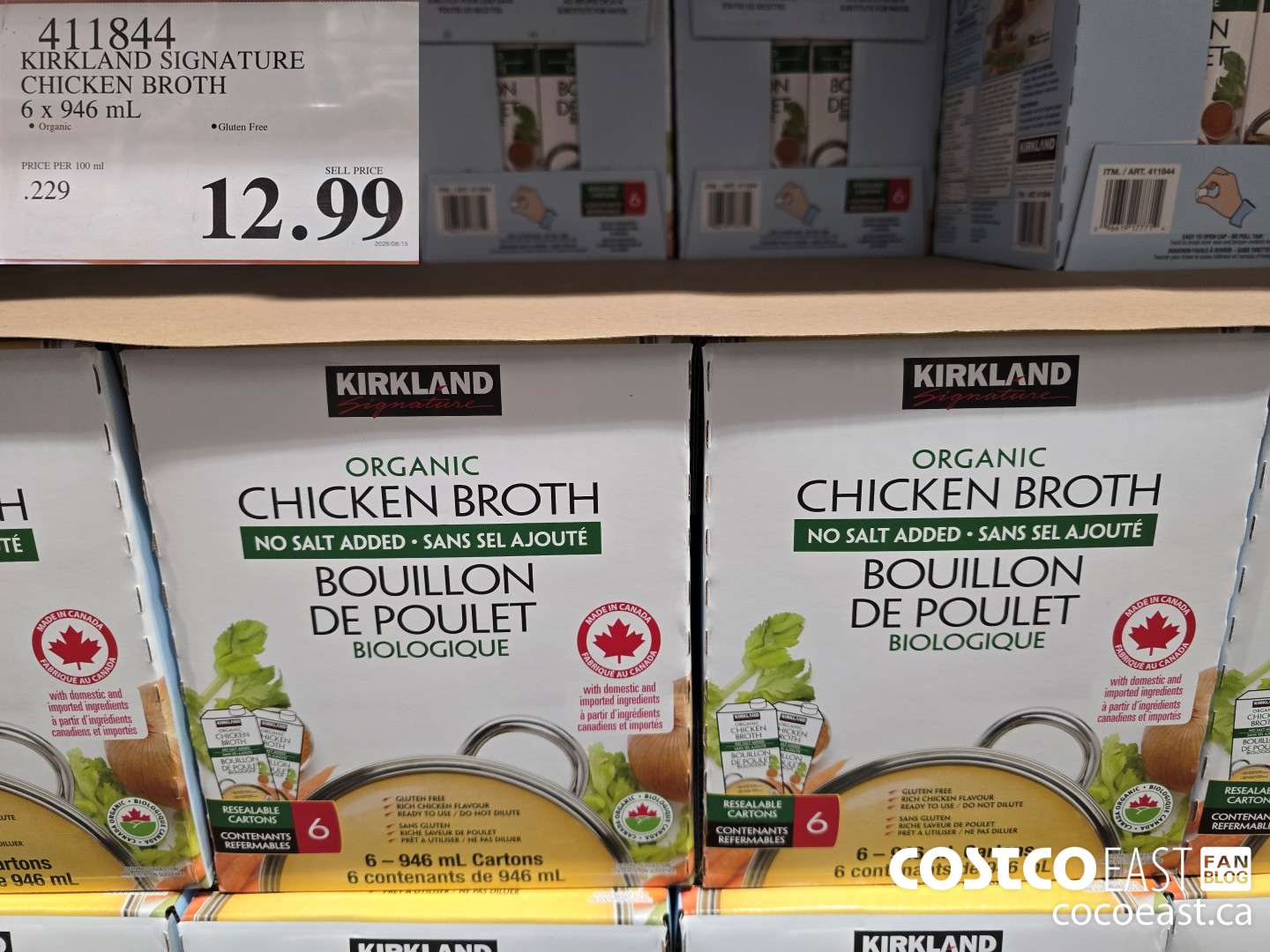 411844 KIRKLAND SIGNATURE CHICKEN BROTH 6 X 946 ML $12.99