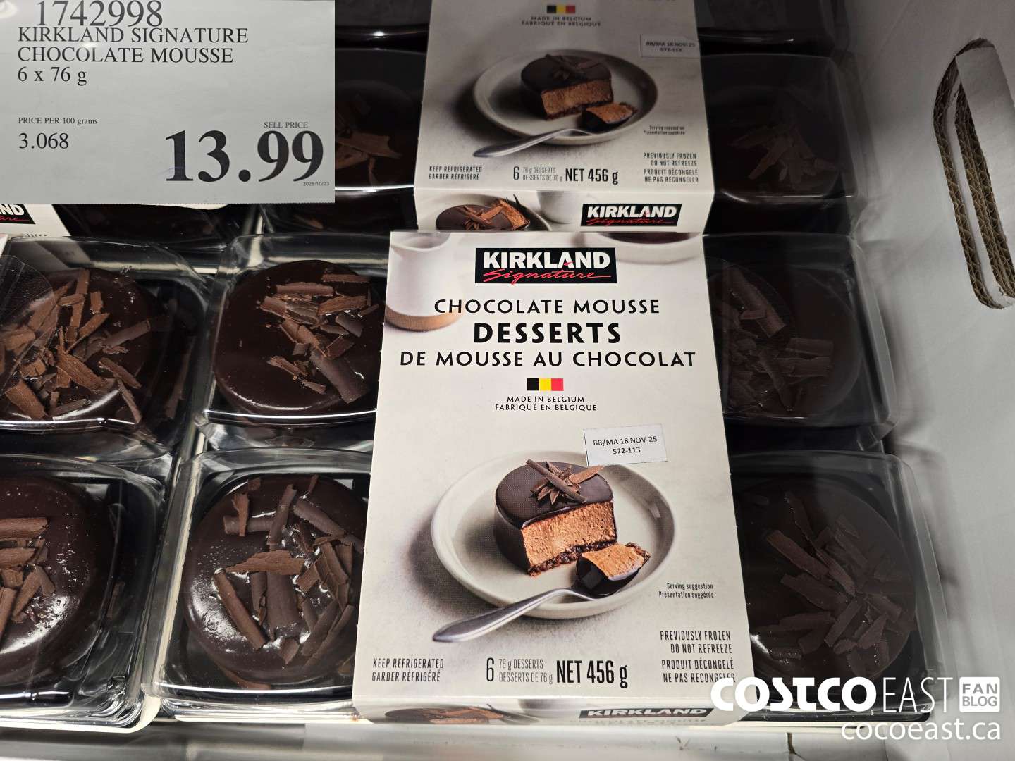 1742998 KIRKLAND SIGNATURE CHOCOLATE MOUSSE 6 X 76 G $13.99